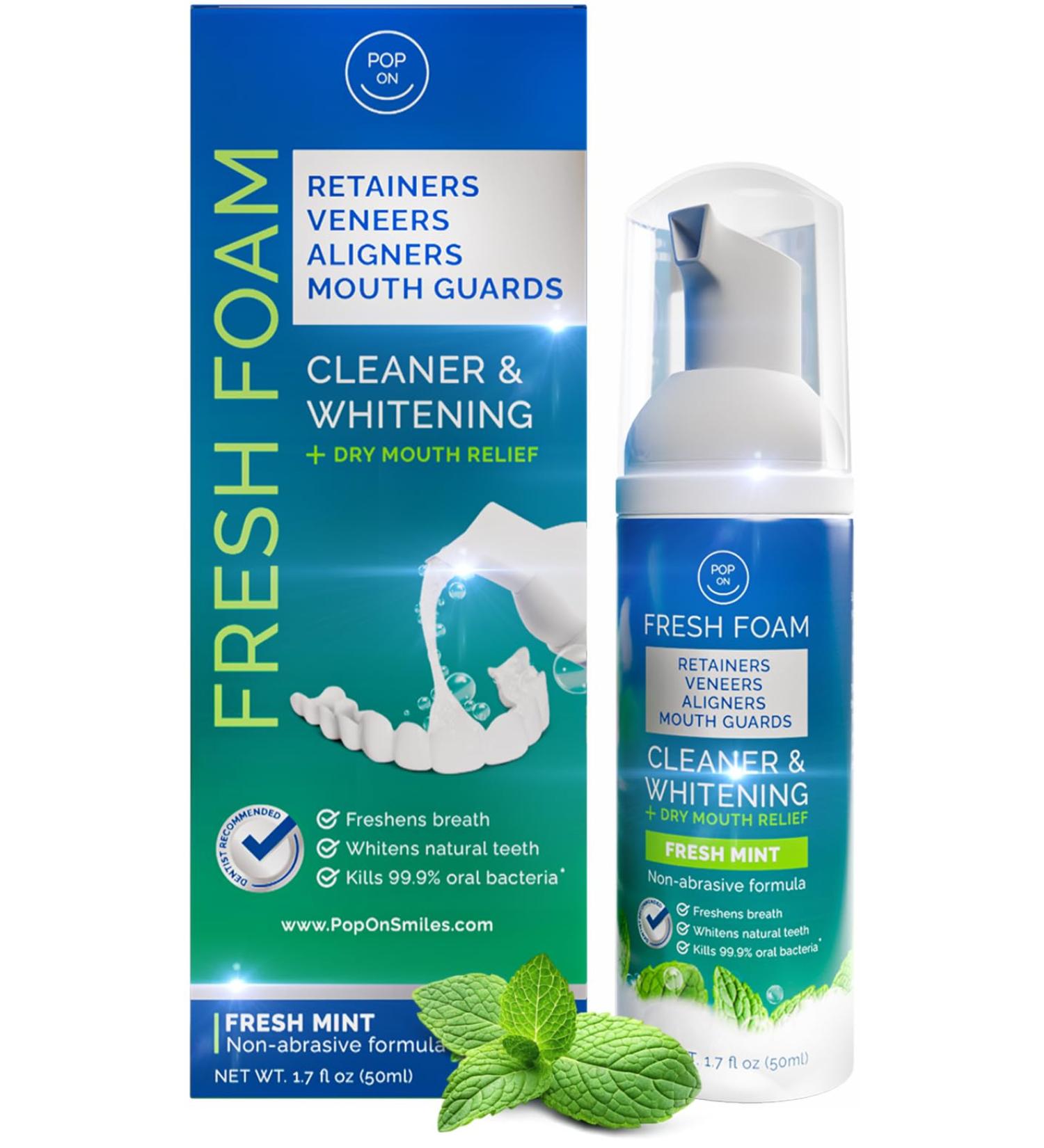 Retainer Cleaner Foam for Invisalign Aligner Cleaner Whitening Foam for Mouth Guard Night Guard Veneers Whitens Teeth Freshens & Fights Bad Breath 3% Hydrogen Peroxide Mint - 50ml Mint 1.7 Fl Oz (Pack of 1) - Buy Online on GoSupps.com