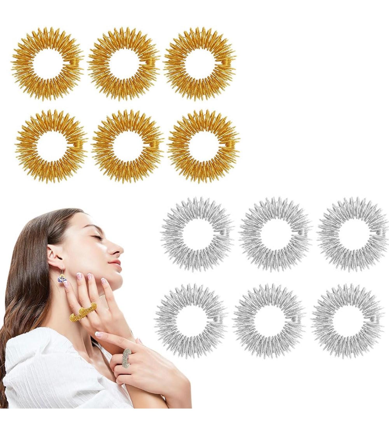 12-Piece Acupressure Massage Rings Set for Fingers & Wrists - Stress Relief Blood Circulation & Osteoarthritis Support - Buy Online on GoSupps.com