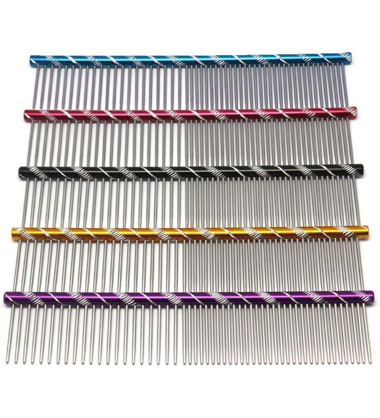 Meetory Stainless Steel Pet Comb | Dog Grooming Comb with Rounded Teeth for Large, Medium, Small Dogs & Cats - 16cm - Buy Online on GoSupps.com