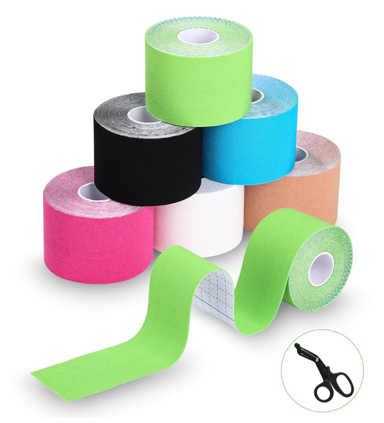 Buy Tidevan 6 Roles Kinesiology Tape (5m x 5cm) - Waterproof & Skin-Friendly Sports Tape for Knees Shoulders & Elbows | Includes Special Scissors - Buy Online on GoSupps.com