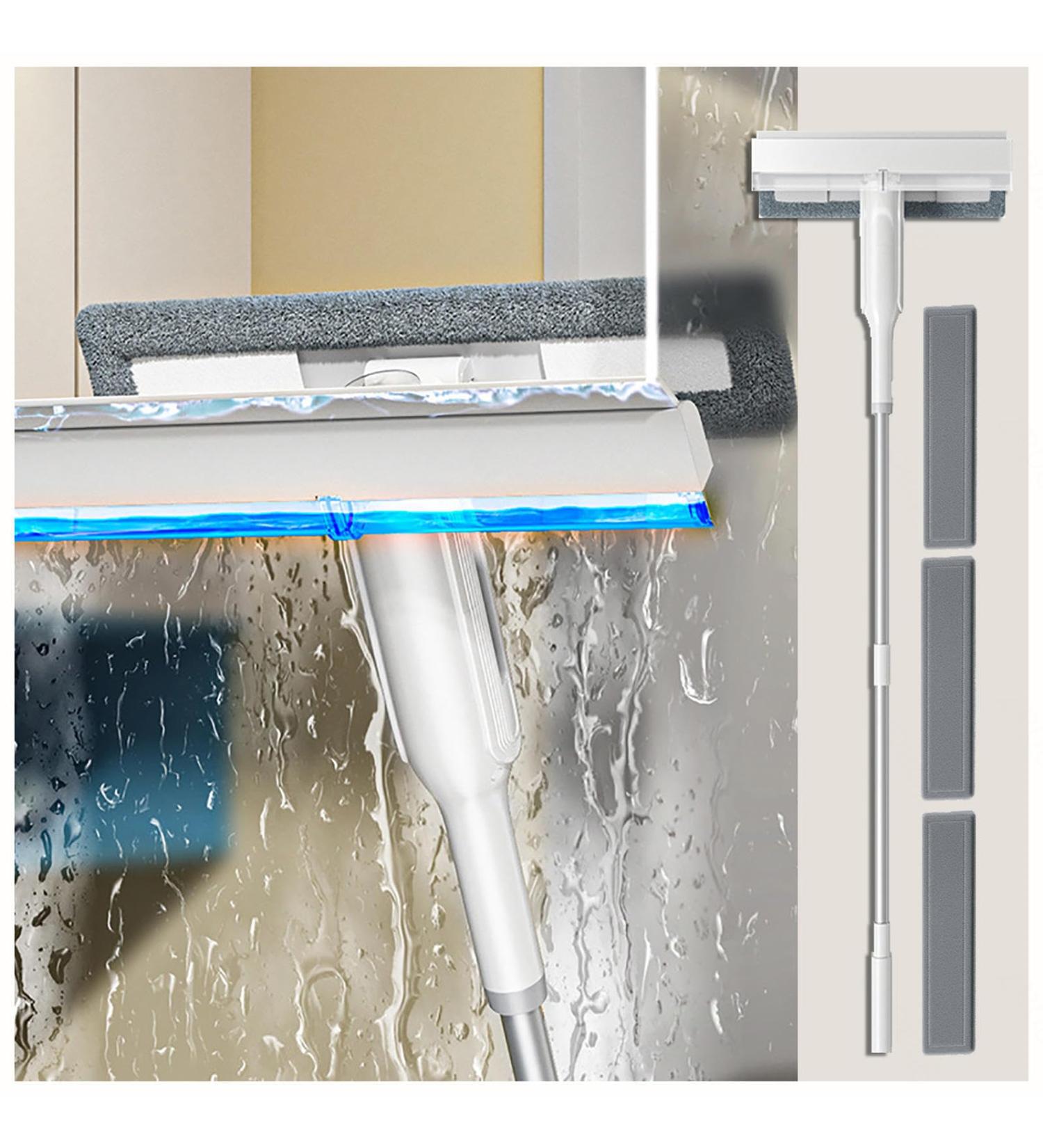 Spray Squeegee for Window Cleaning with Sewage Collector and 3 Pads 4 in 1 Shower Squeeze for Glass Door and Tile with Extension Pole Windshield Cleaner for Indoor/Outdoor High Window - Buy Online on GoSupps.com