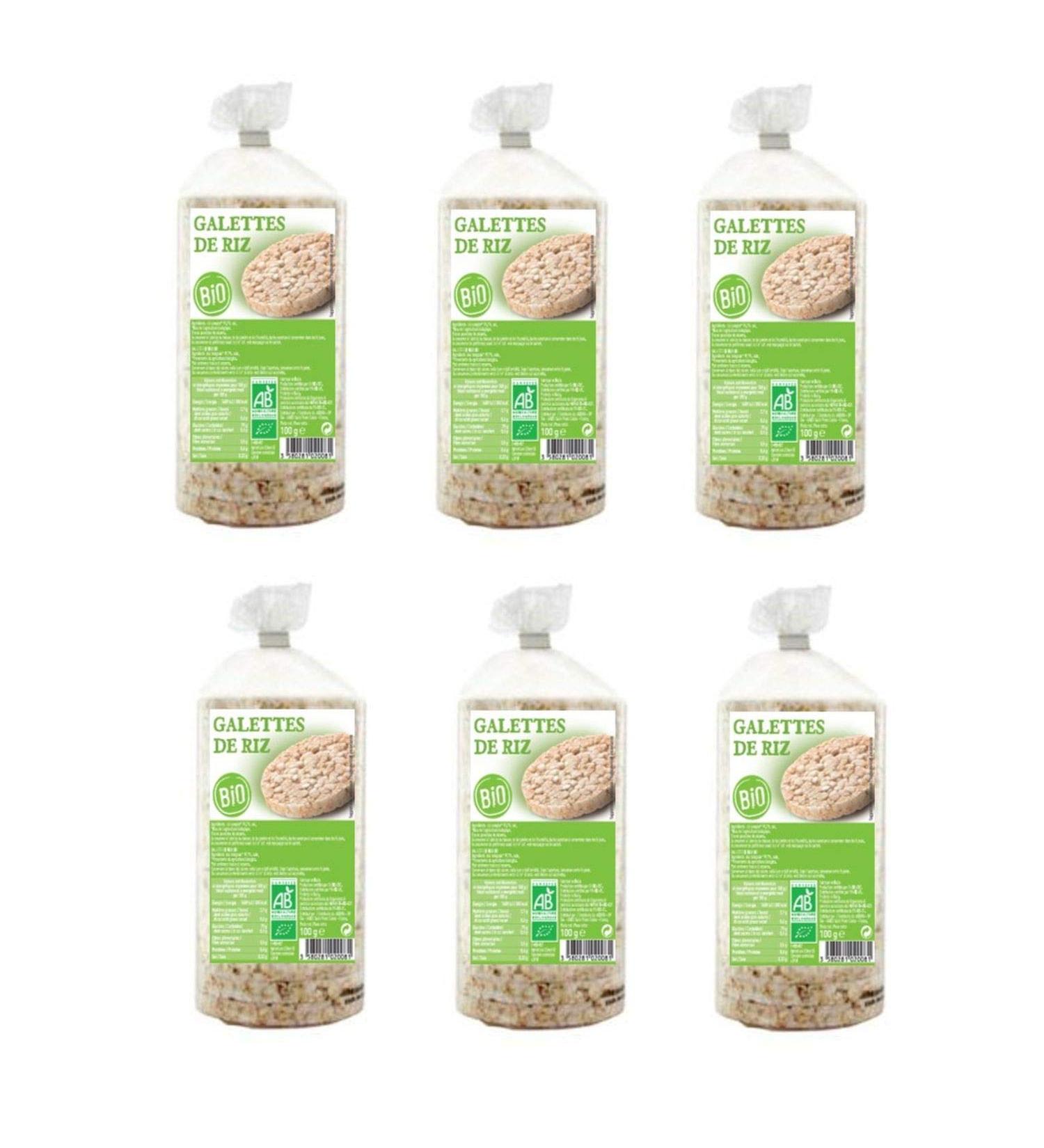 Lot of 6x Organic wholegrain rice cakes - Agidra - 100g pack