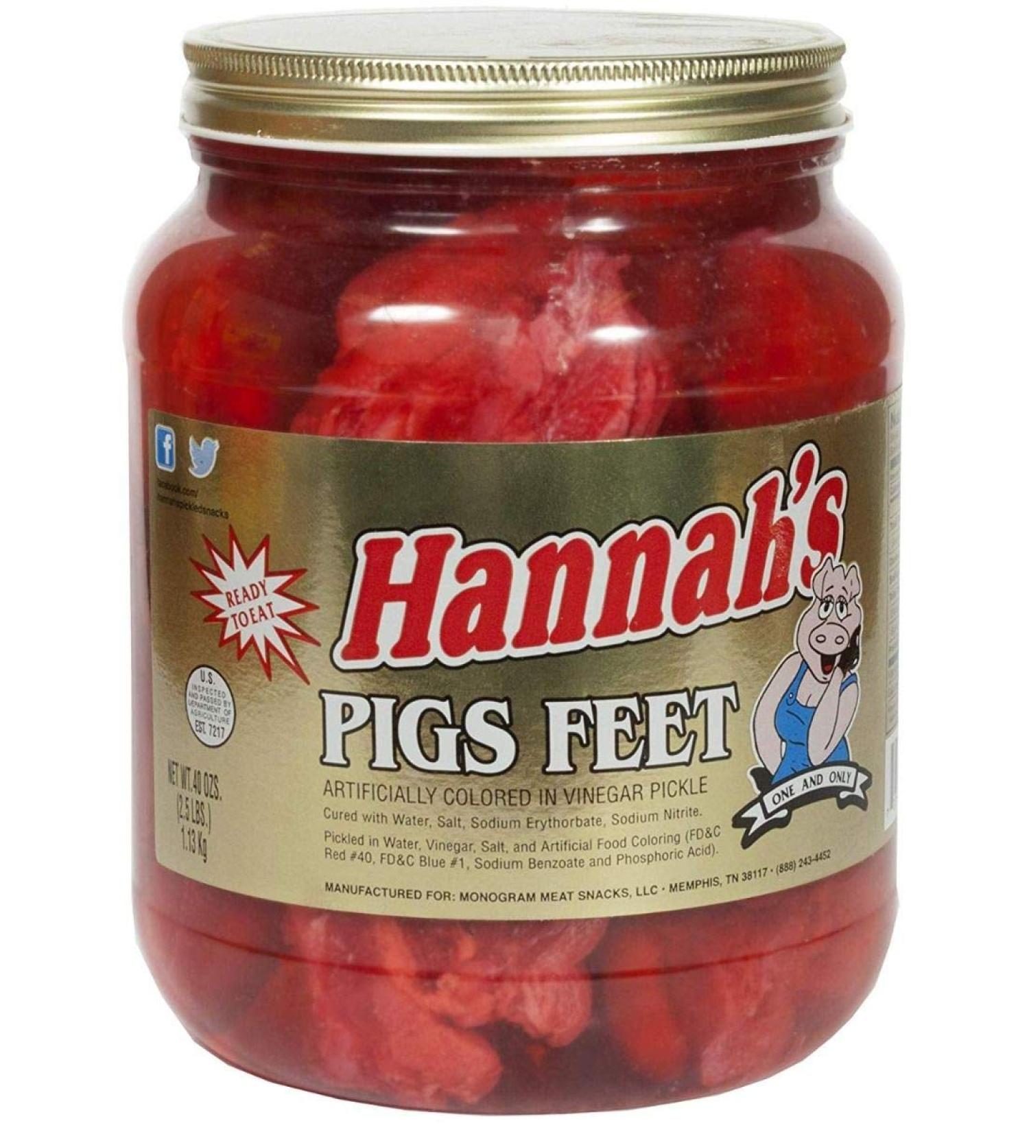 Hannah's Pickled Pigs Feet 1/2 Gallon
