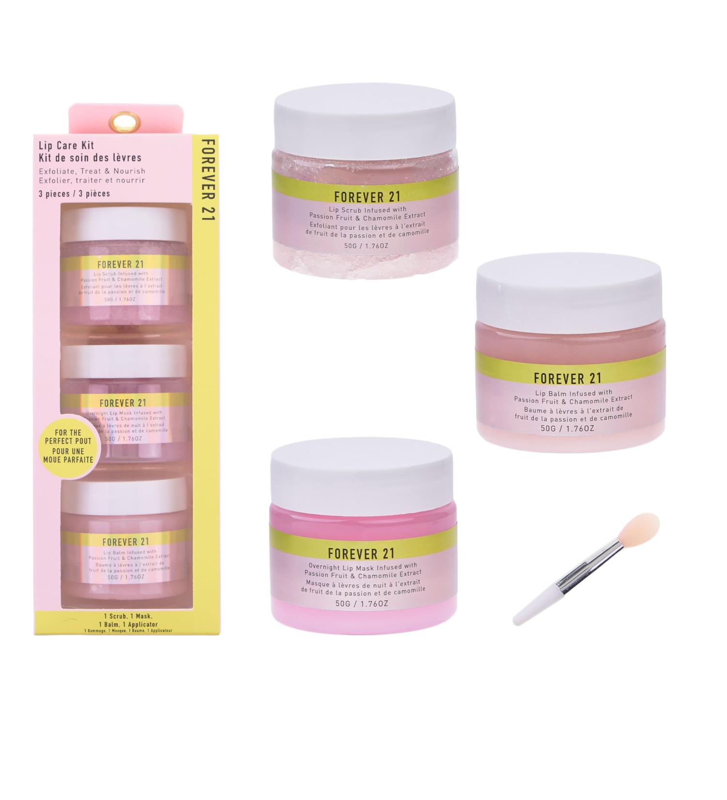 3 pc Lip Care Kit - Lip Scrub Overnight Mask and Daily Balm Infused with Passion Fruit & Chamomile Extract - Exfoliate Treat and Nourish Lips - Buy Online on GoSupps.com