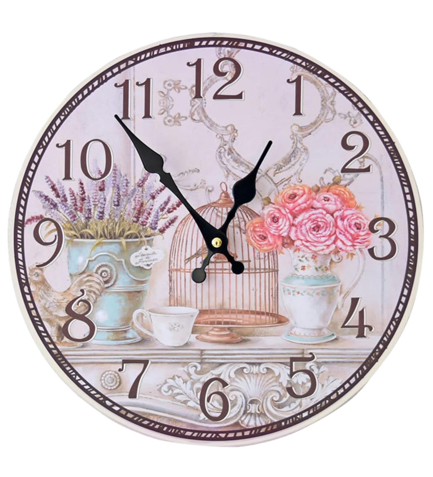 14-Inch Battery Operated Wall Clock - Non-Ticking Decorative Kitchen & Living Room Clock with Flower Bird Cage Design - Easy to Read & Accurate - Buy Online on GoSupps.com