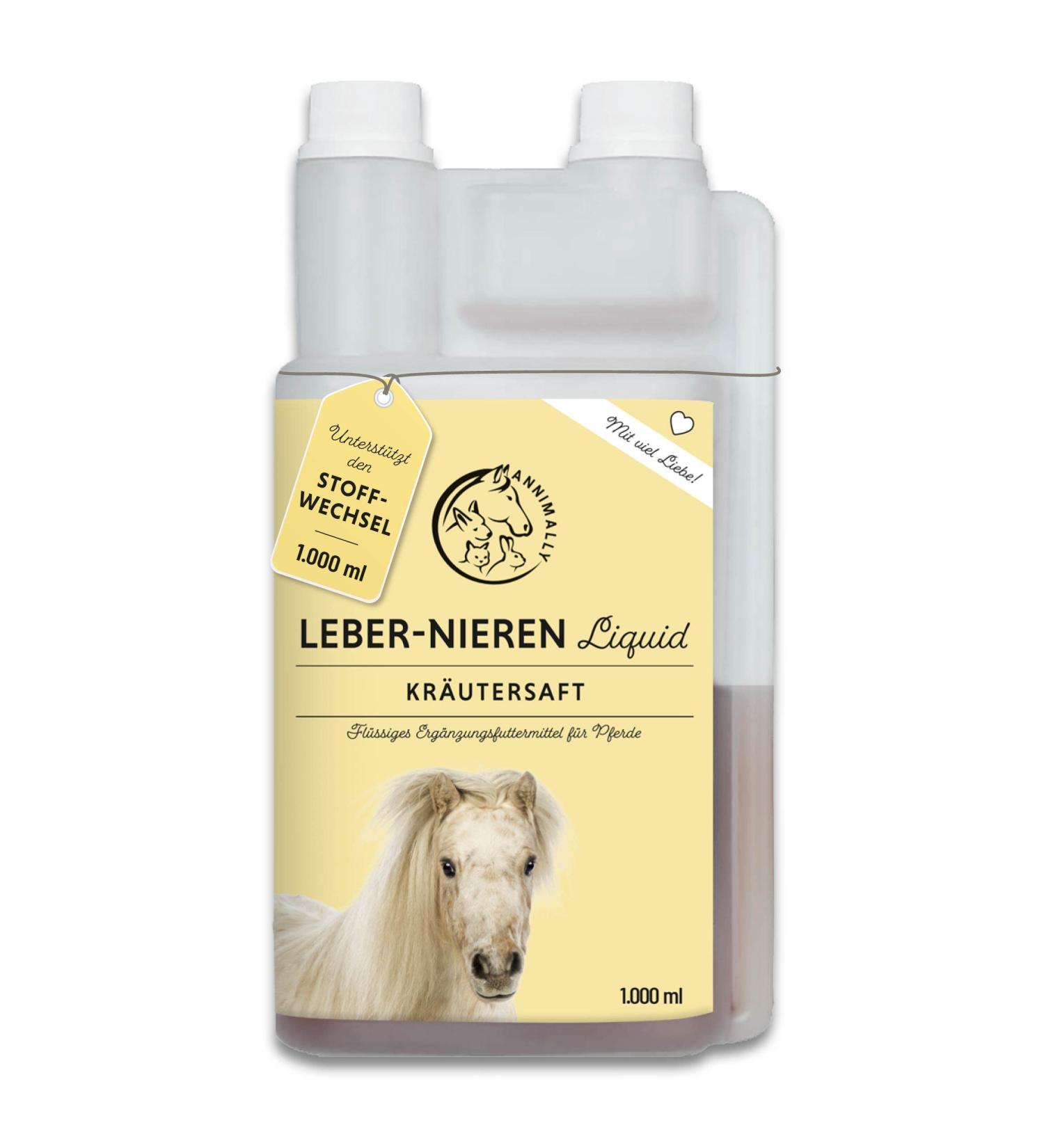 Annimally Liver Kidney Liquid for Horses - 1000ml Herbal Juice with Dandelion & Artichoke for Healthy Metabolism - Buy Online on GoSupps.com