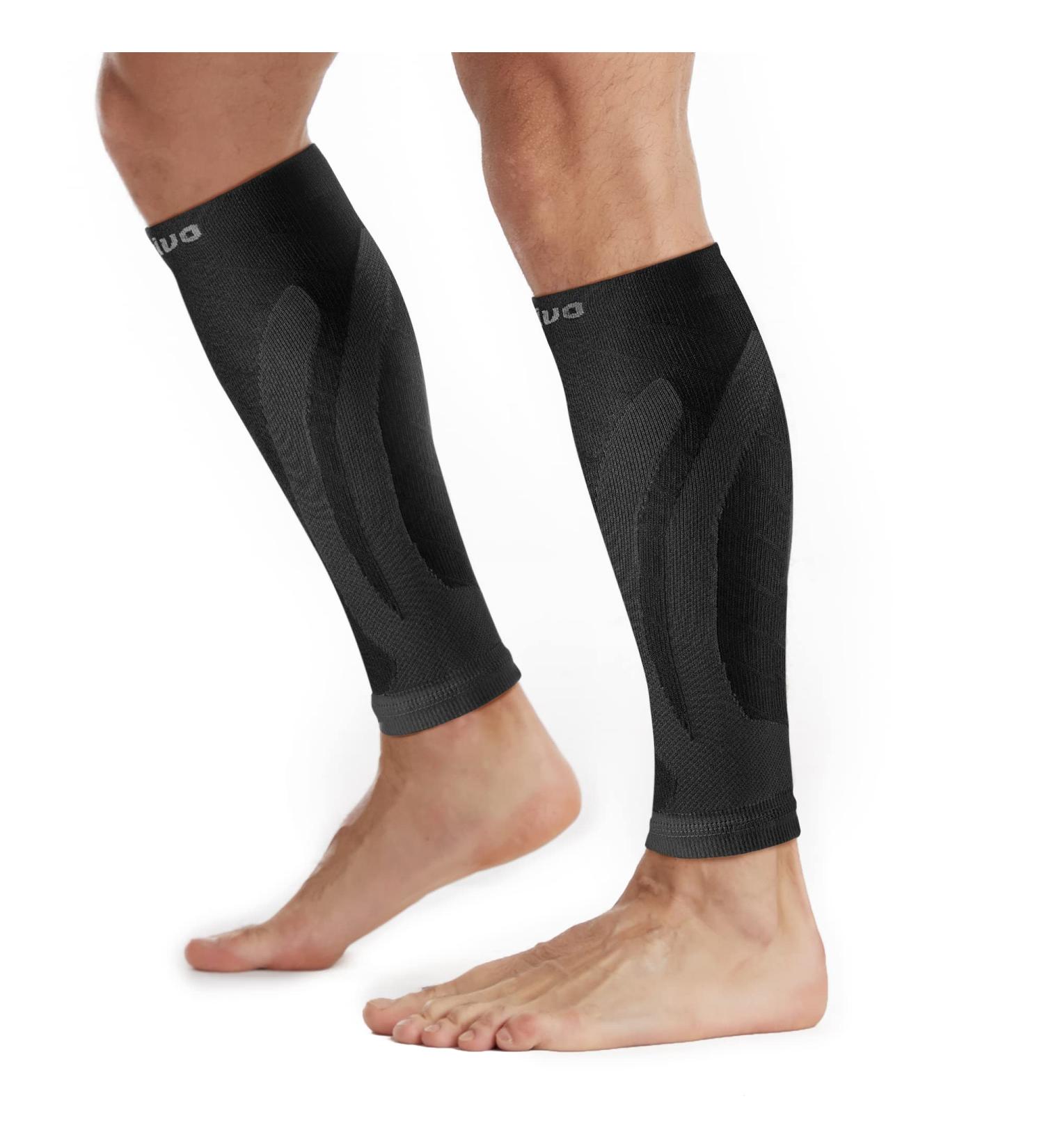 CAMBIVO Calf Compression Sleeves - 2 Pairs, Shin Splints Support for Running, Sports, Flight - Men & Women (S-M, Black) - Buy Online on GoSupps.com