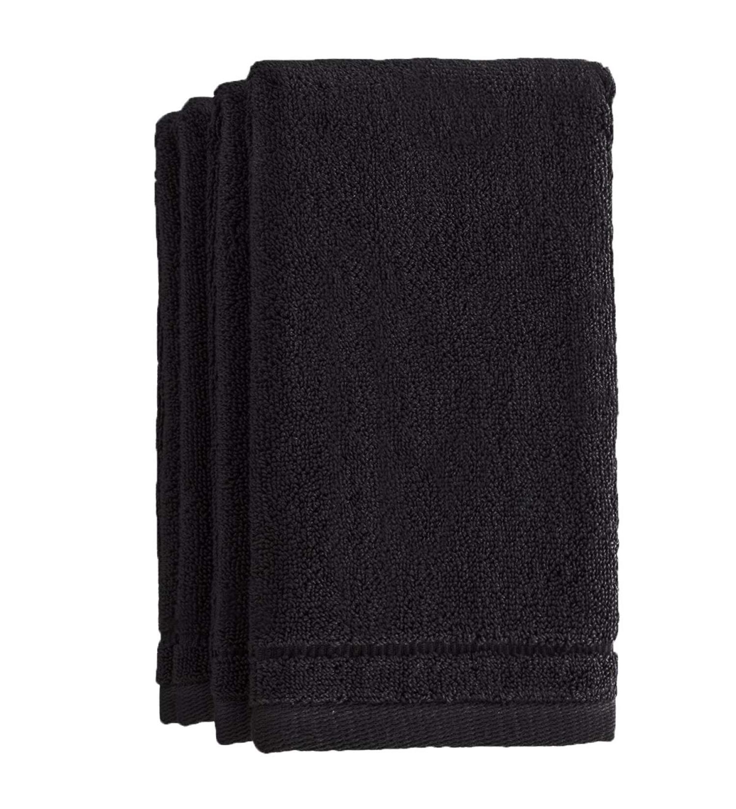 Cotton Fingertip Towels Set Black - 4 Pack - 11 x 18 Inches - Extra-Absorbent and Soft Terry Towel for Bathroom - Guest and Housewarming Gift - Buy Online on GoSupps.com