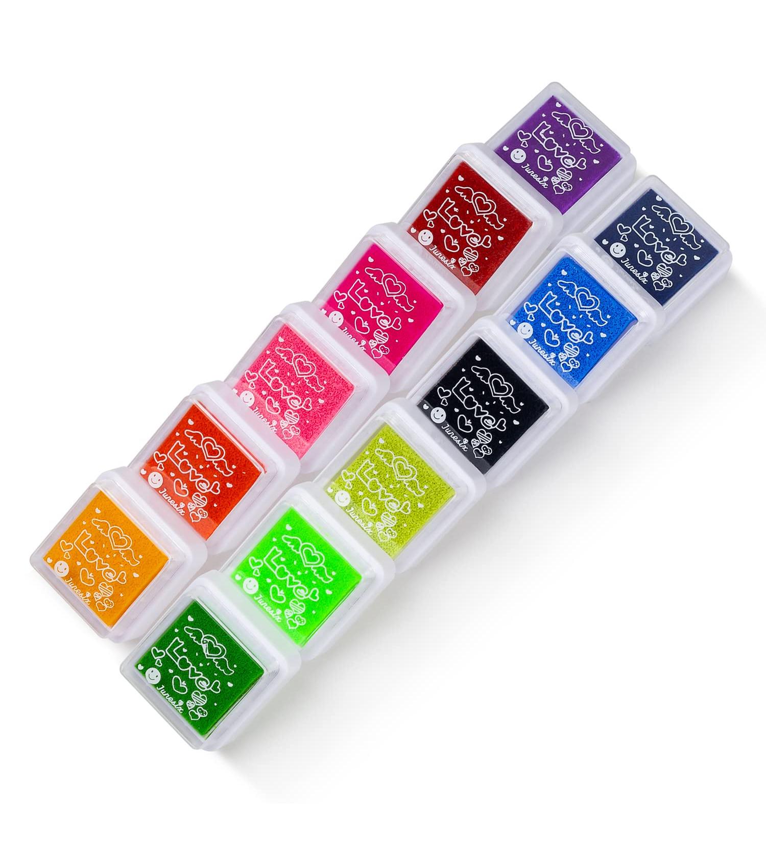 12 Colors Washable Stamp Pad for Kids - Pack of 12 Ink Pads - Buy Online on GoSupps.com
