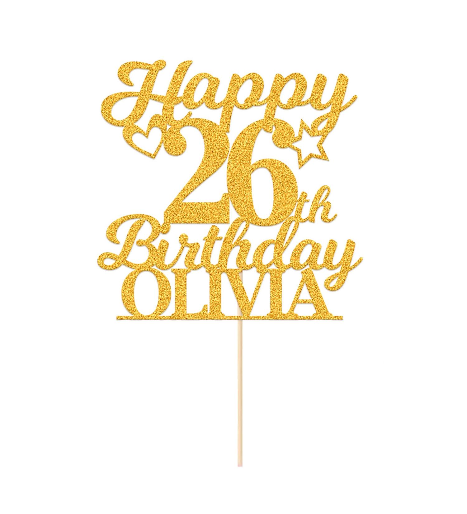 Personalised Happy Birthday Cake Topper Birthday Cake Toppers Gifts for Women Men Custom Glitter Cake Topper with Any Name & Age for 18th 21st 30th 40th 50th 60th Cake Decorations(Gold) - Buy Online on GoSupps.com