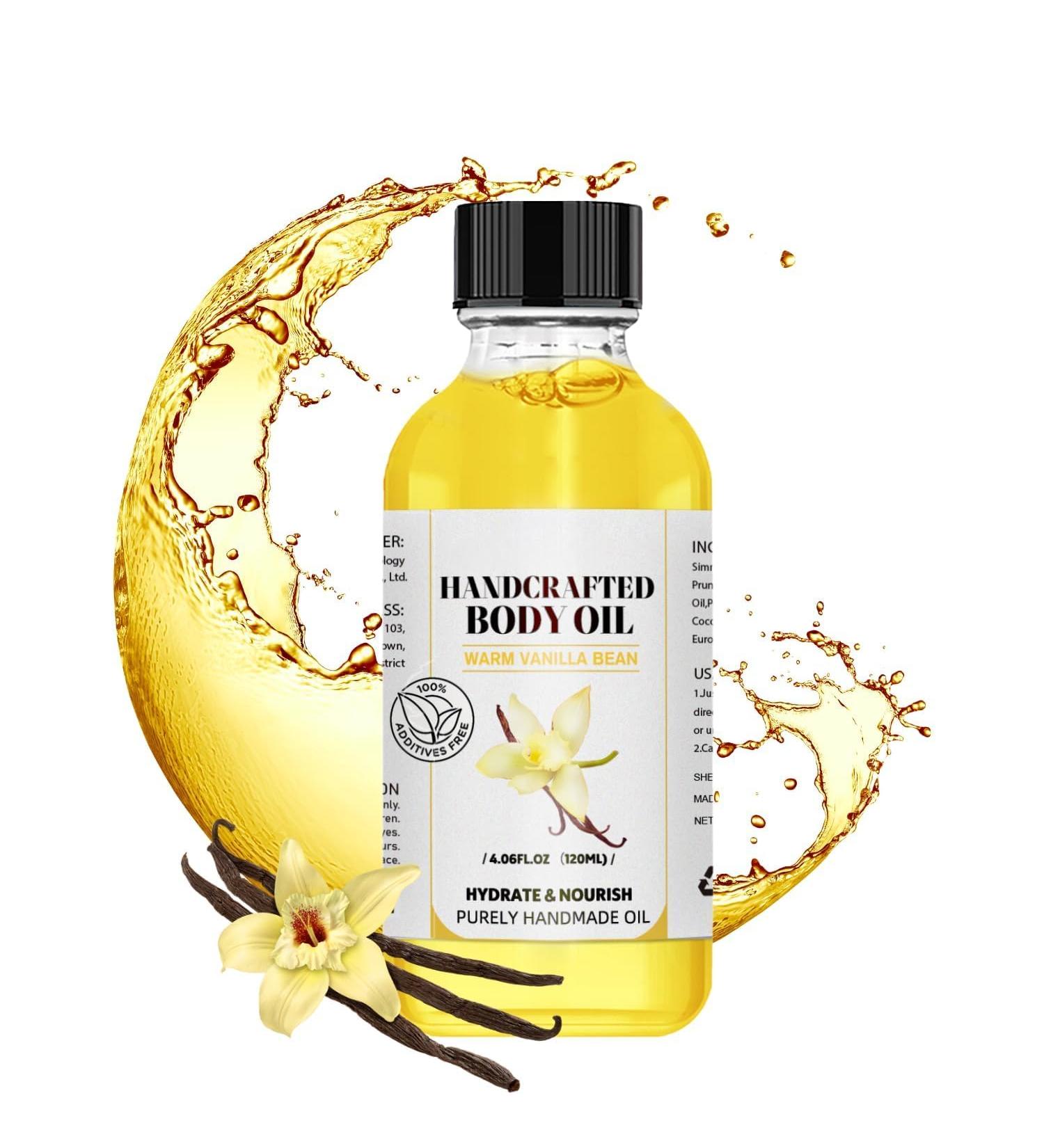 Handcrafted Body Oil Warm Vanilla Bean 120ml Deeply Nourishing Plant-Based Formula for Smooth Supple Skin (Vanilla 1PC) Vanilla 4 Fl Oz (Pack of 1) - Buy Online on GoSupps.com