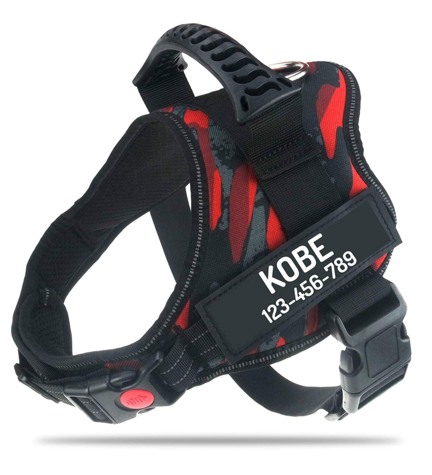 Pawpawify Personalized Dog Harness - No Pull Durable Training & Walking | Red Camouflage L 28-38in - Buy Online on GoSupps.com