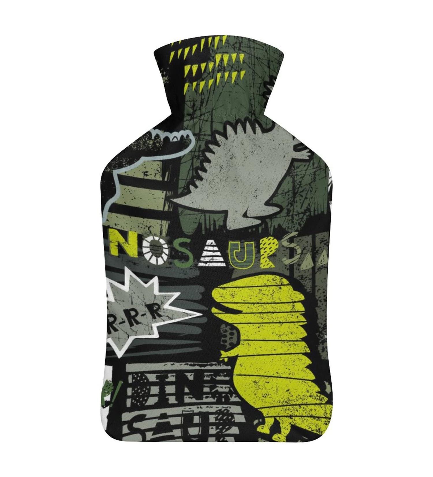 Dinosaur Hot Water Bottle with Plush Cover - Cozy Bed Warmer for Adults & Kids | 26.5x15.3cm - Buy Online on GoSupps.com