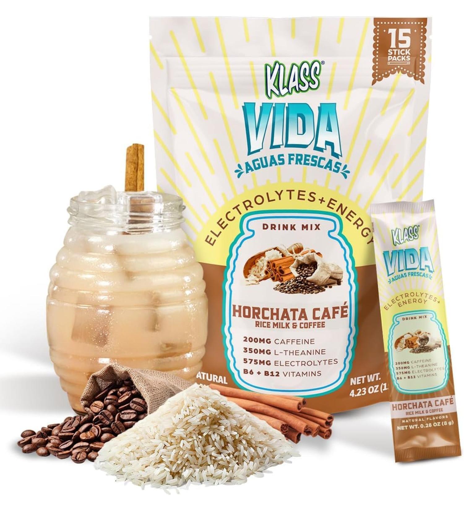 Hydration + Energy Electrolyte Drink Mix Coffee Horchata Agua Fresca Flavor | Sugar-Free Powder with Caffeine L-Theanine Coconut Water & Minerals | 15 Single-Serve Stick Packs Horchata Coffee - Buy Online on GoSupps.com