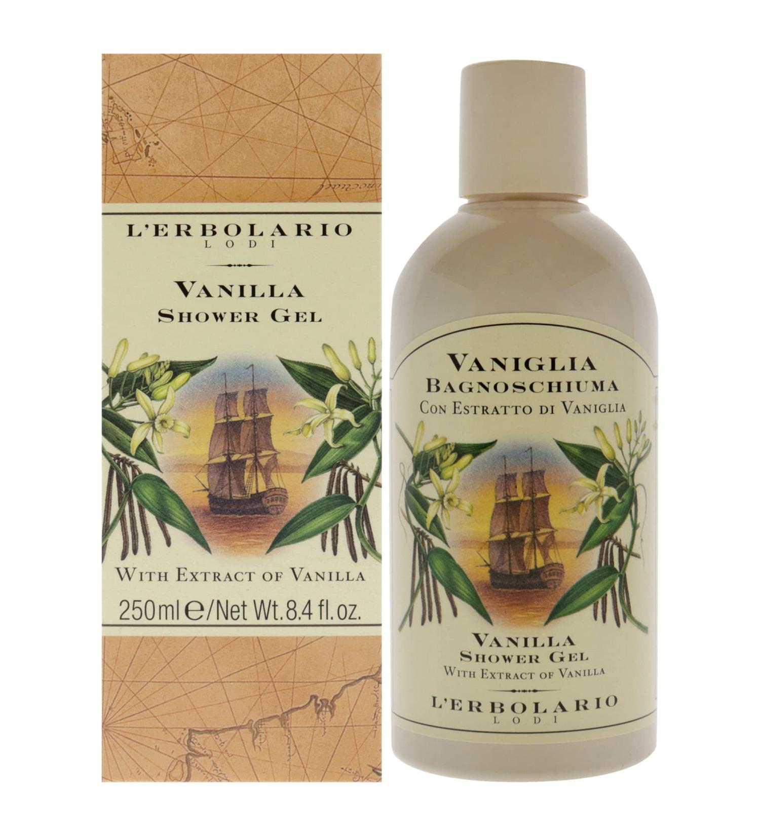 L'Erbolario Vanilla Bath and Shower Gel 250ml - Luxurious Moisturizing Formula for Revitalizing Bath Experience - Available for International Shipping - Buy Online on GoSupps.com