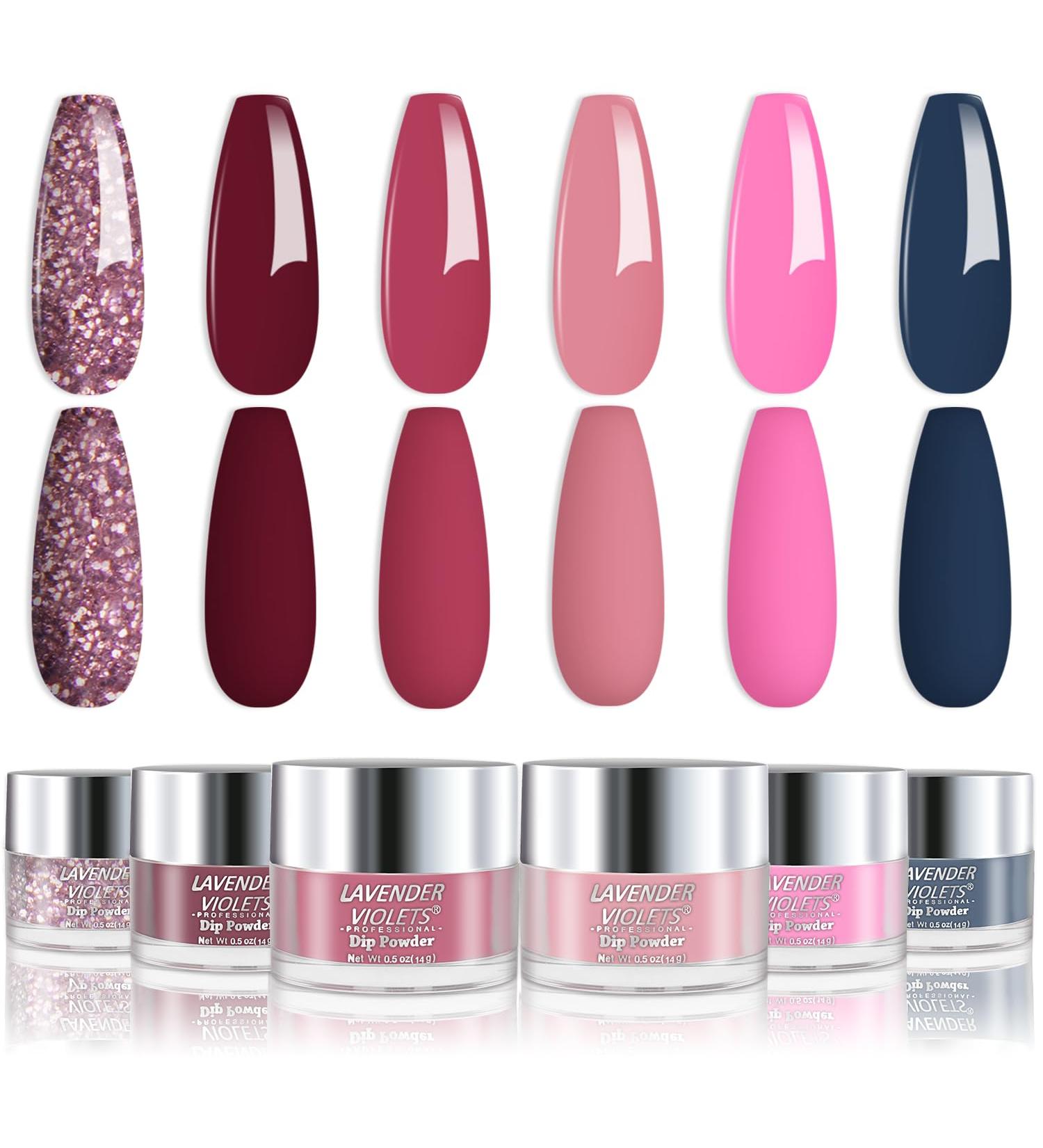 Lavender Violets 84g 6 Colors Acrylic Dip Powder Nail Kit for French Manicure - Autumn/Winter Nail Art Set in Royal Blue and Red - Buy Online on GoSupps.com