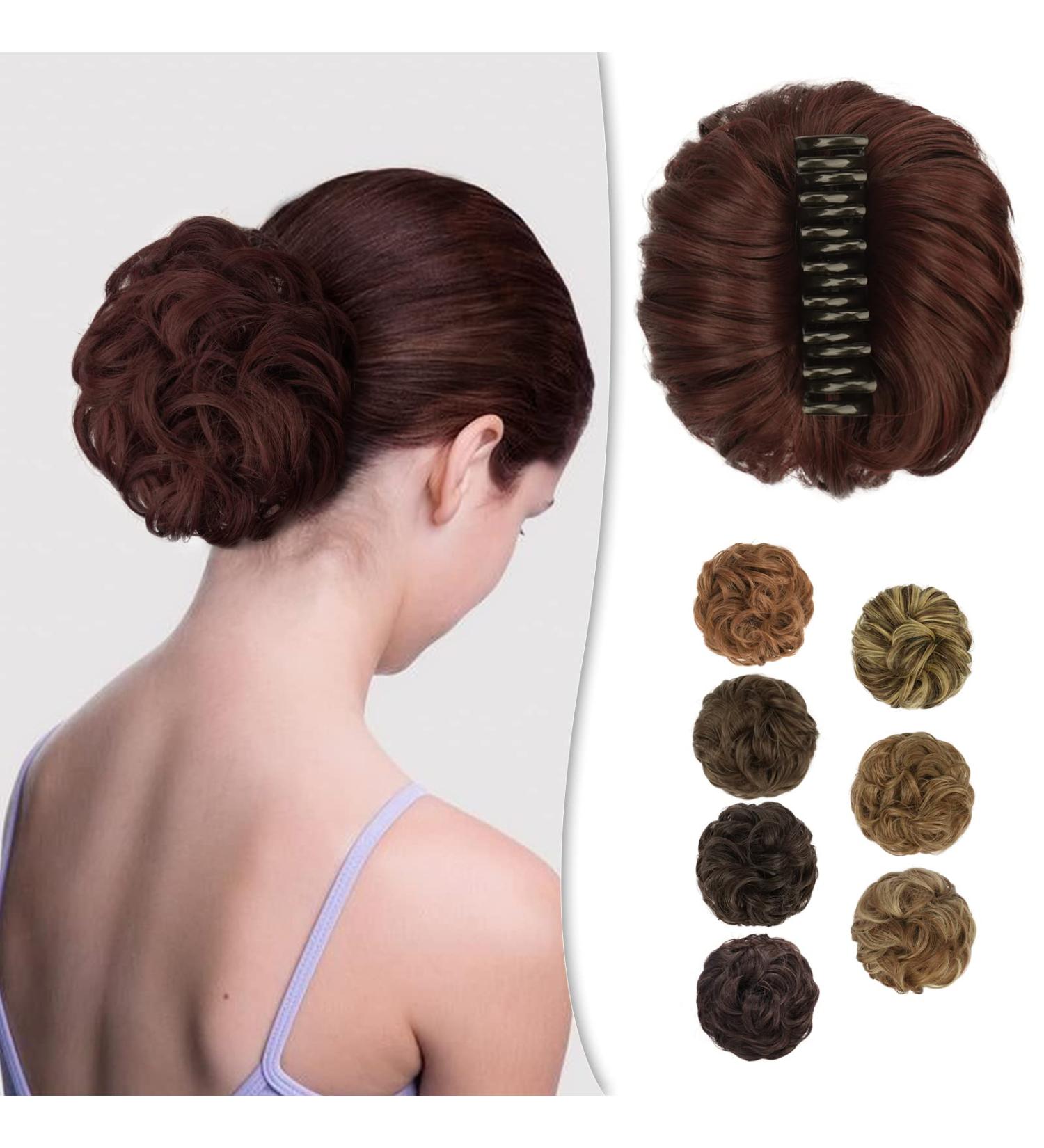 Barsdar Claws Clip Messy Bun Hair Part | Clip-In Claw Hair Tie & Curly Synthetic Hair Extensions for Women | Perfect for Ponytails & Chignons in Burgundy - Buy Online on GoSupps.com
