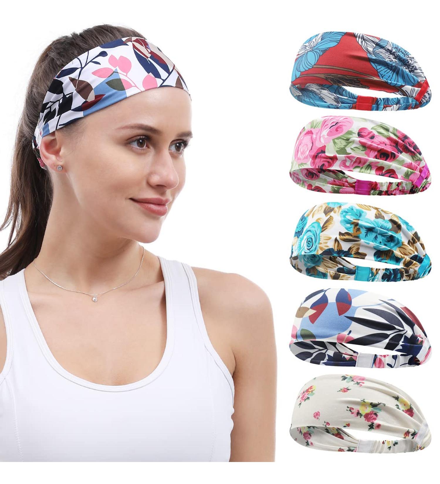 Beister Sports Headbands for Men & Women - 5-Piece Non-Slip Workout Hair Bands for Yoga Running Cycling & Basketball - Highly Stretchy & Wicking Mixed Color 06 - Buy Online on GoSupps.com