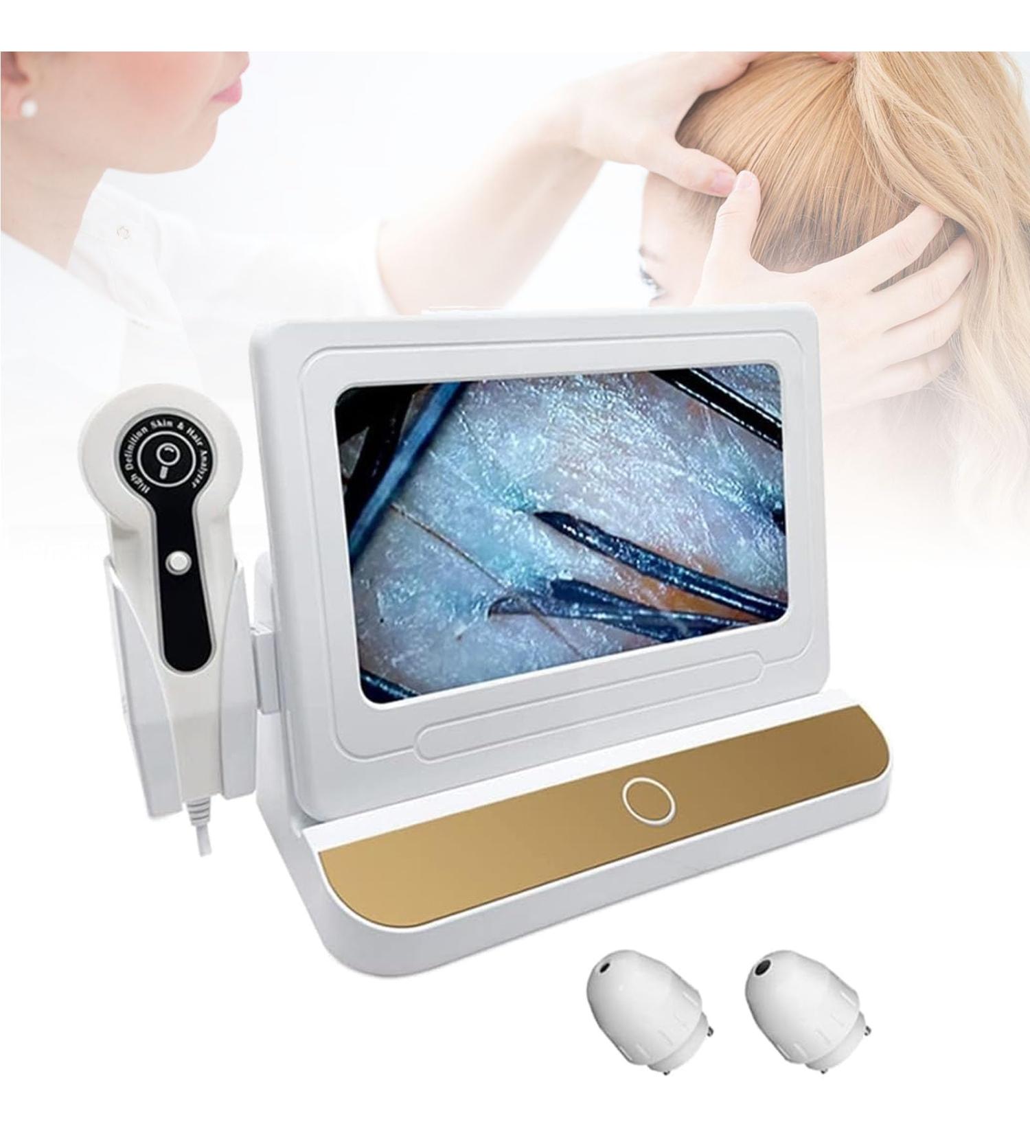 Skin Hair Scalp Detector Hair Follicle Facial Skin Oil Moisture Tester with 10 Inch 200x Lens 50x Lens Pixels 1000W ABS Resin Hair Follicle Testing and Skin Analysis Magnifier - Buy Online on GoSupps.com