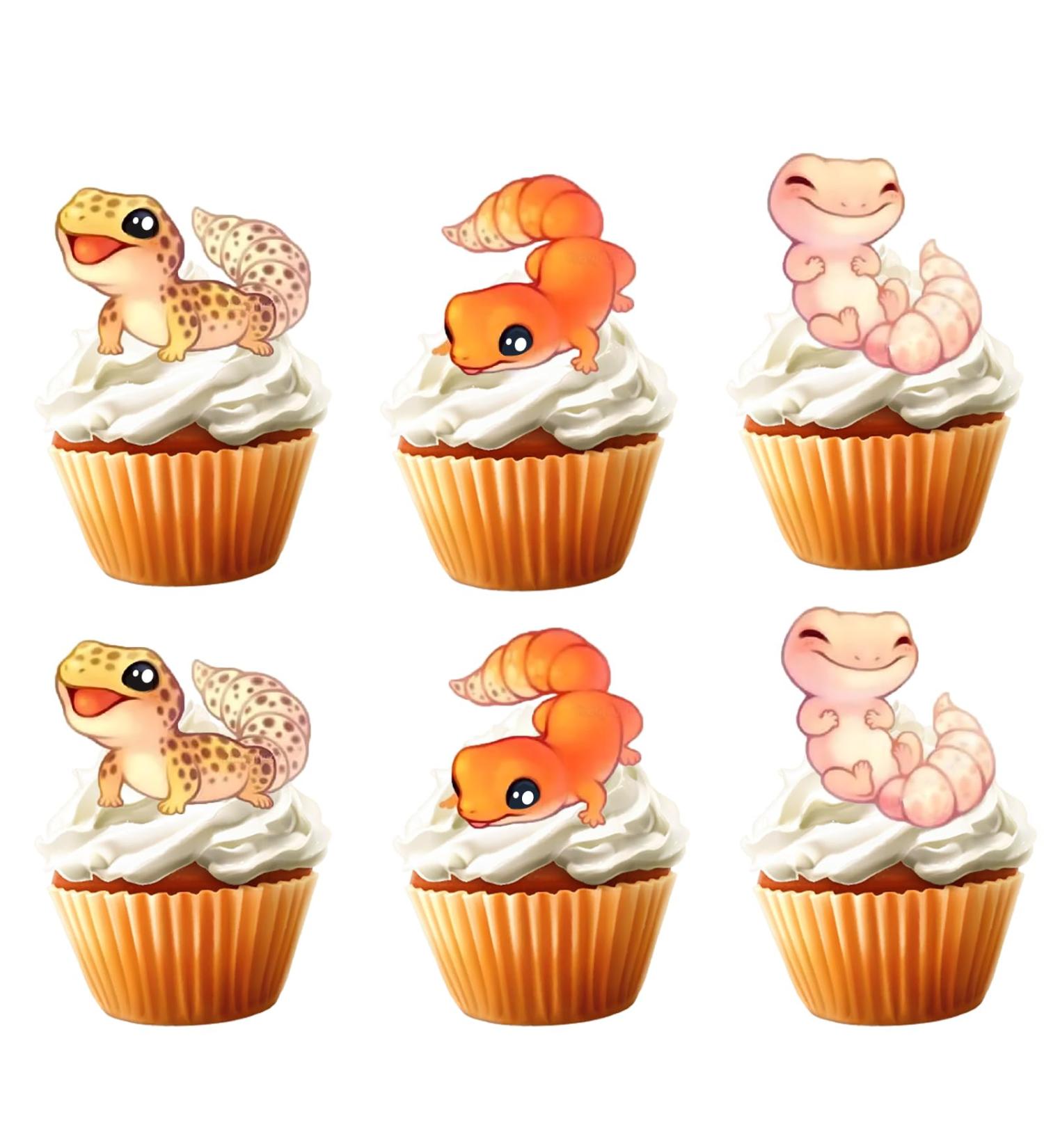 18pcs Leopard Gecko Cupcake Toppers for Boys Girls Cute Reptile Birthday Party Decorations Lizard Party Supplies Reptile Pet Cake Decorations - Buy Online on GoSupps.com