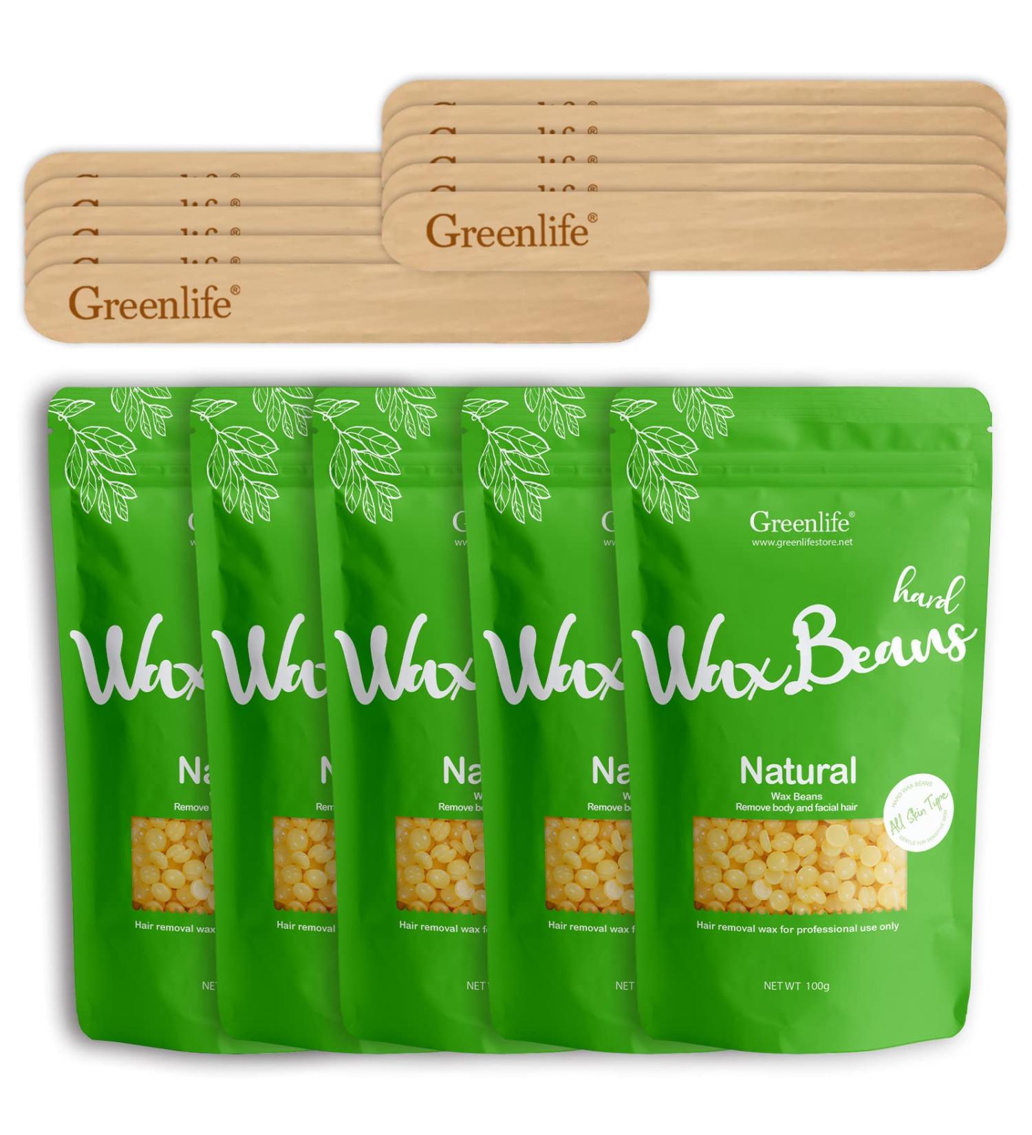GreenLife 500g Hard Wax Beads with 10pcs wax stick Hard Wax Beans Hair Removal Painless Waxing Bean Home wax Kit for Facial Legs Arms Body Bikini Brazilian Pearl Depilatory Hot Waxs for Women and Men (500g Bagged Honey) - Buy Online on GoSupps.com