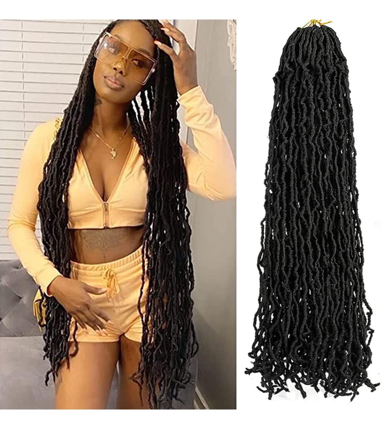 36 Inch Soft Locs Crochet Hair - 5 Packs of Curly Faux Goddess Locs for Black Women in 1B - Buy Online on GoSupps.com