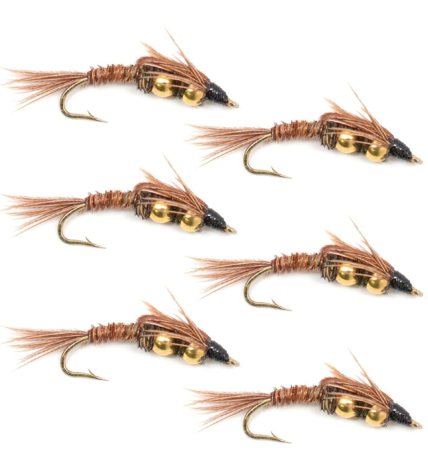 Double Bead Pheasant Tail Nymph - 6 Wet Flies for Trout & Bass Fishing | Hook Size 10 | Best Fly Patterns - Buy Online on GoSupps.com