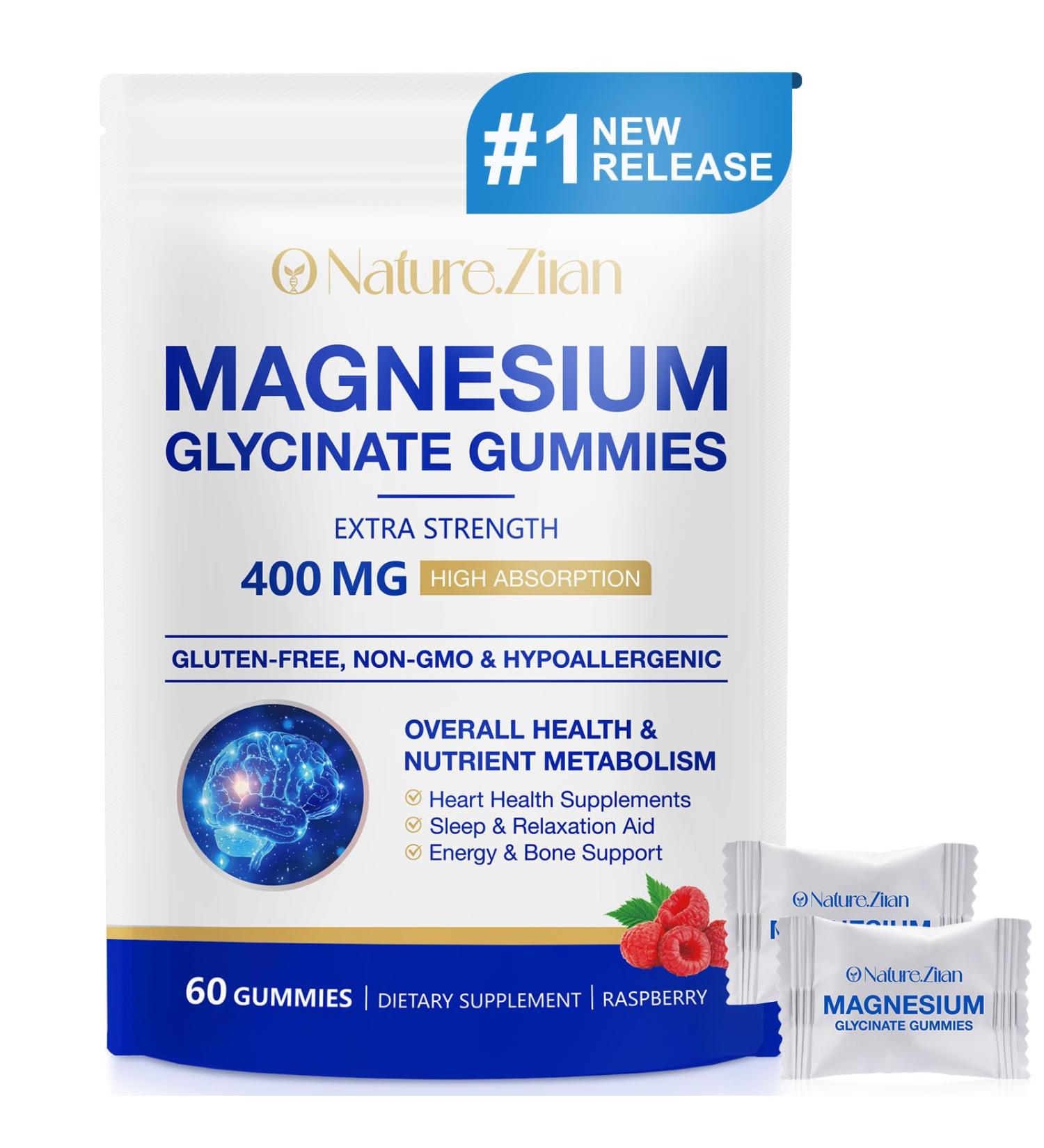 Magnesium Glycinate Gummies 400mg for Women and Men Body Support and Relaxation 60 Gummies - Buy Online on GoSupps.com