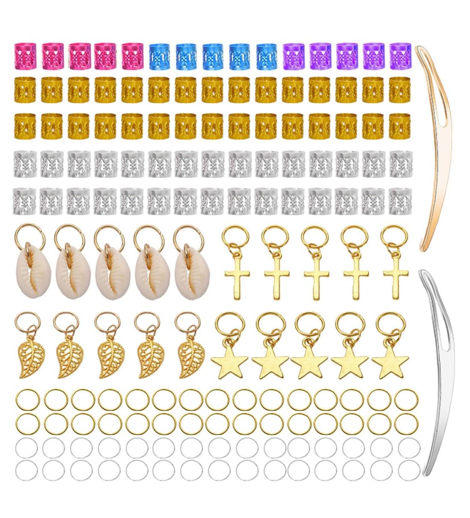 JOCXZI gold hair accessories hair beads hair beads for braids hair jewellery braid accessories hair jewellery for braids gold hair cuffs dreadlock accessories(157 sets) - Buy Online on GoSupps.com