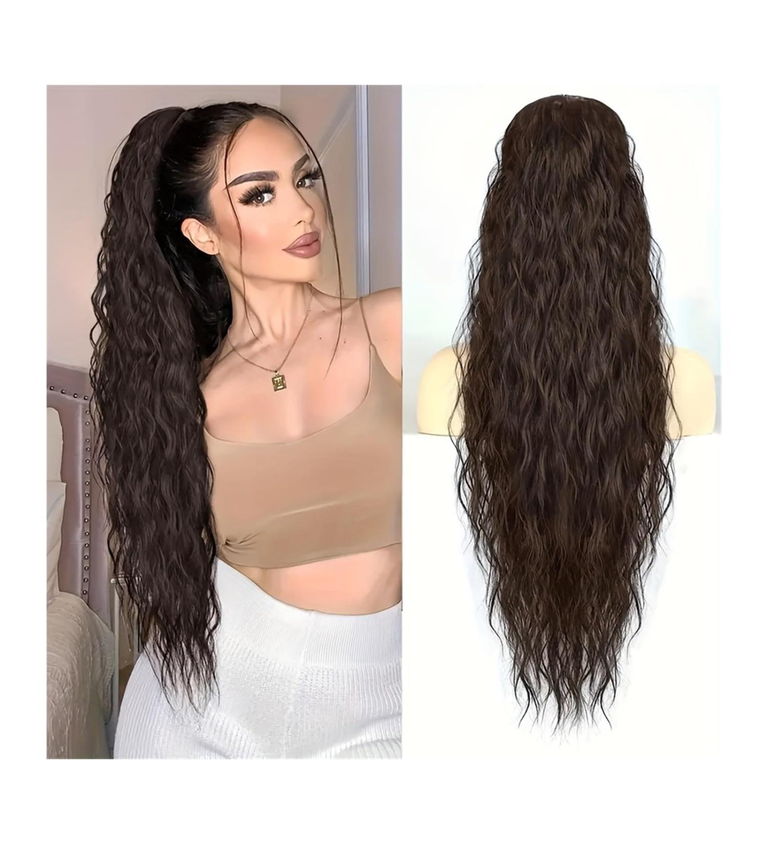 Ponytail Extensions Ponytail Hair Extension 22inch Corn Wavy Long Synthetic wig Kinky Curly Thick Clip In Drawstring Ponytail Wrap On Hair accessory for Women(Color 6) 22INCHES Color 6 - Buy Online on GoSupps.com