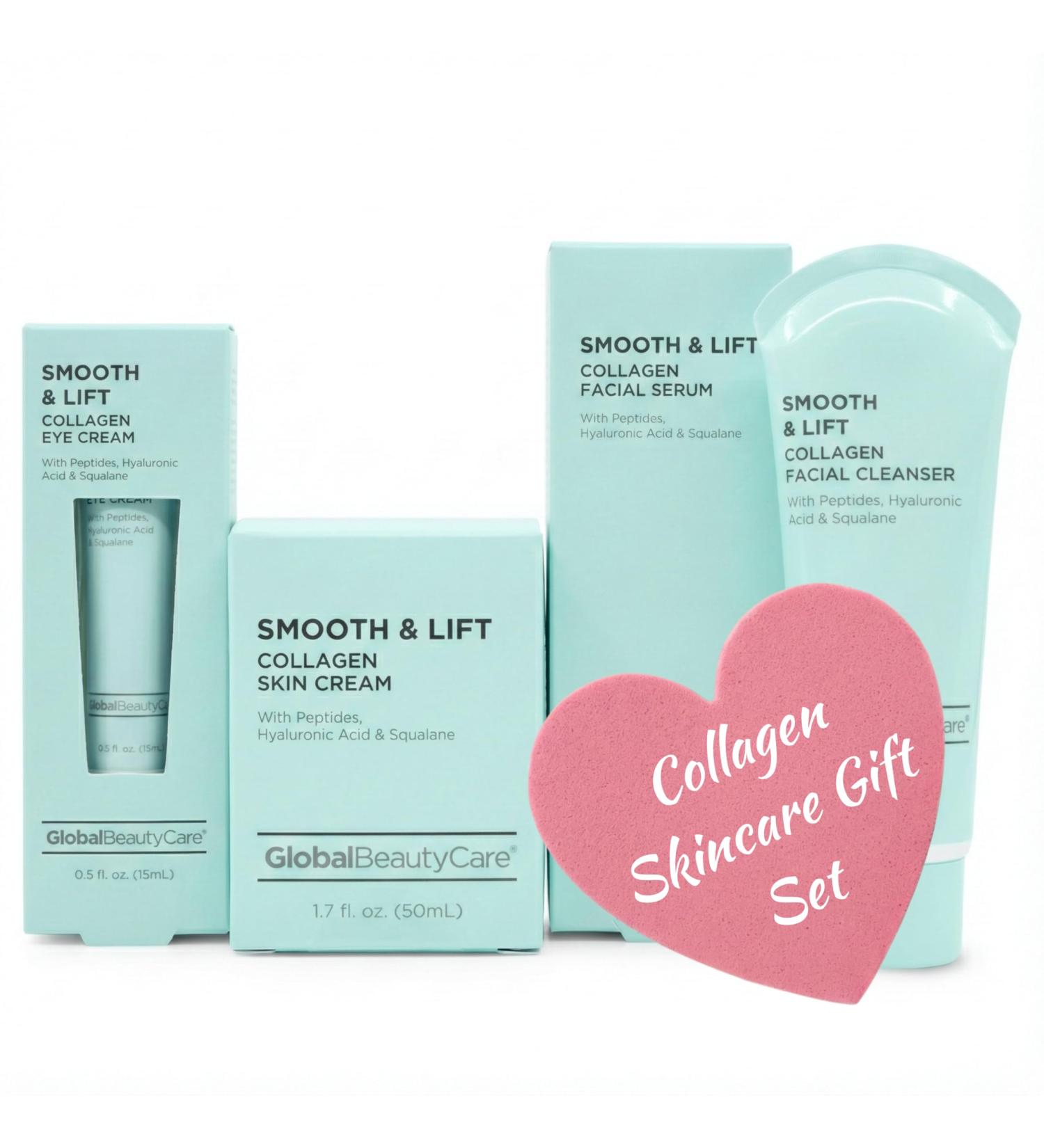 Global Beauty Care Smooth & Lift Collagen Skin Care Set - Hydrating & Firming Facial Cleanser Serum Eye Cream & Face Cream with Peptides & Hyaluronic Acid Complete Face Care Routine 4-Piece Set Smooth & Lift 4-Piece Ski  - Buy Online on GoSupps.com