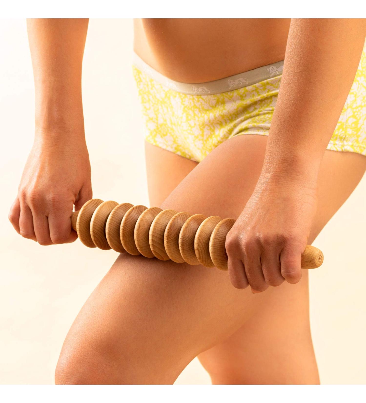Tuuli Anti-Cellulite Massage Disk Roller | Wooden Maderotherapy Massager with Handle for Effective Cellulite Relief - Buy Online on GoSupps.com
