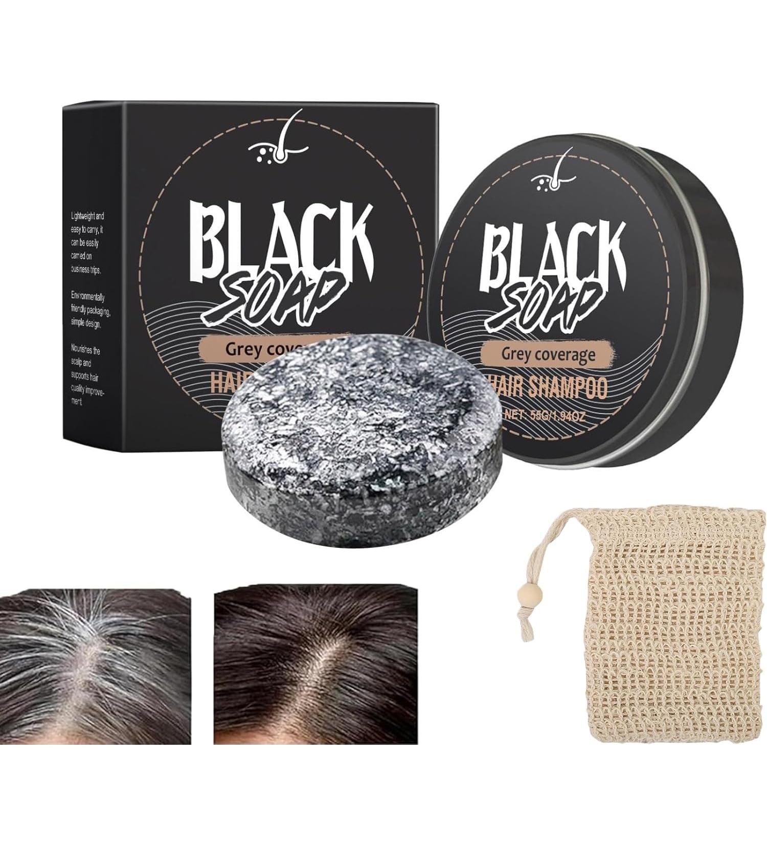 White Hair Shampoo Bar Reverse Gray Hair Shampoo Bar Anti White Hair Black Hair Soap Anti Gray Bar Black Soap Gray Hair Darkening Men Black Soap (1PC) - Buy Online on GoSupps.com