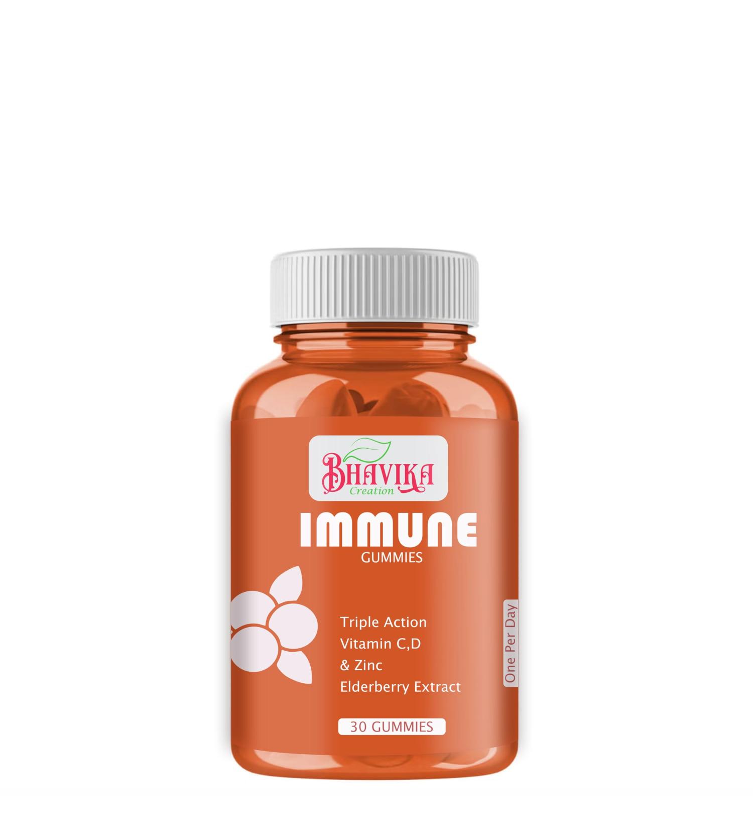 bhavika Creation Immune Gummies with Vitamin C D Zinc Elderberry Extract 30 Count