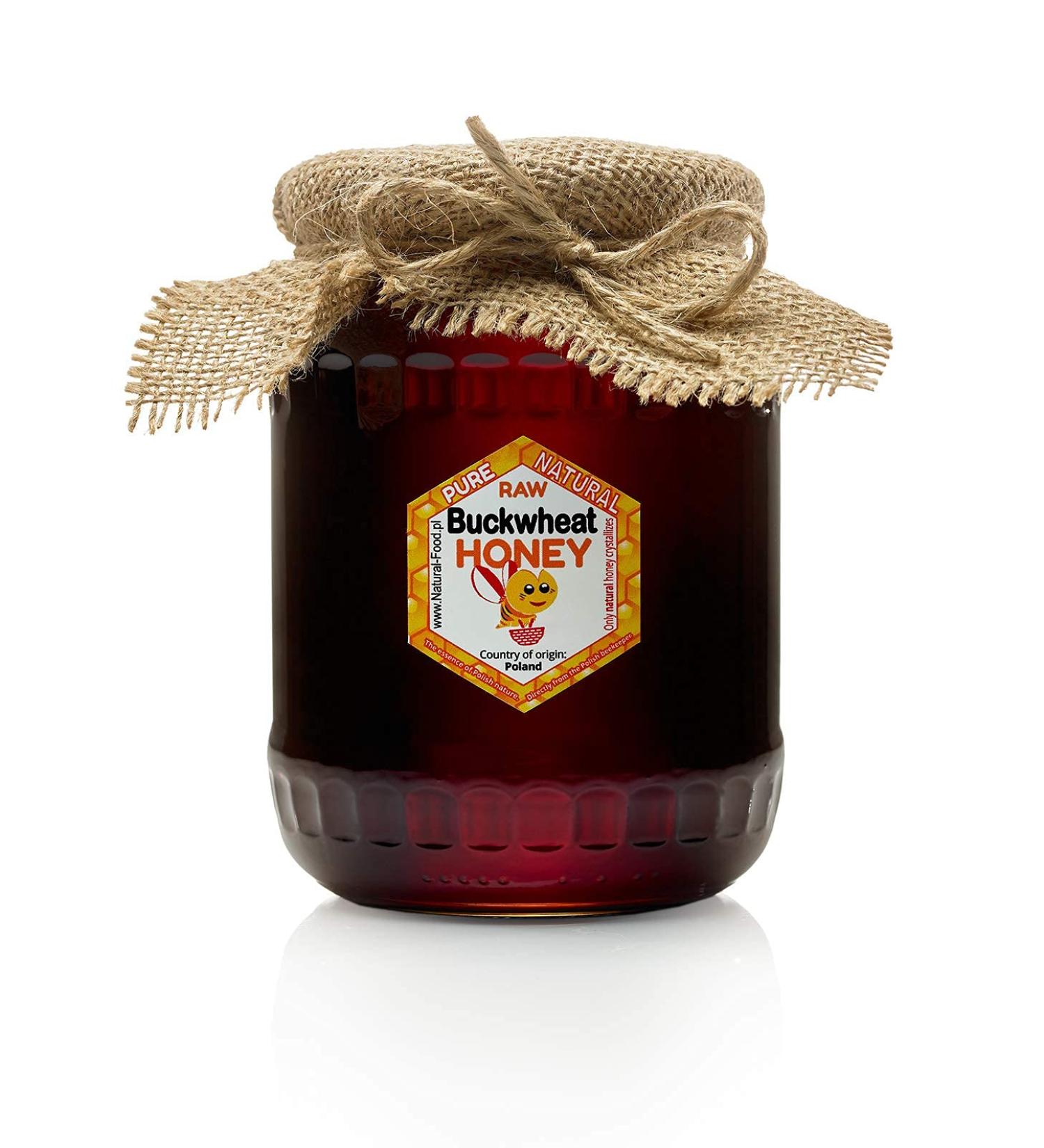 Buckwheat honey pure & raw & raw | 1.1 kg | Honey comes directly from the Polish beekeeper | Fresh | Honey in a glass jar - Buy Online on GoSupps.com