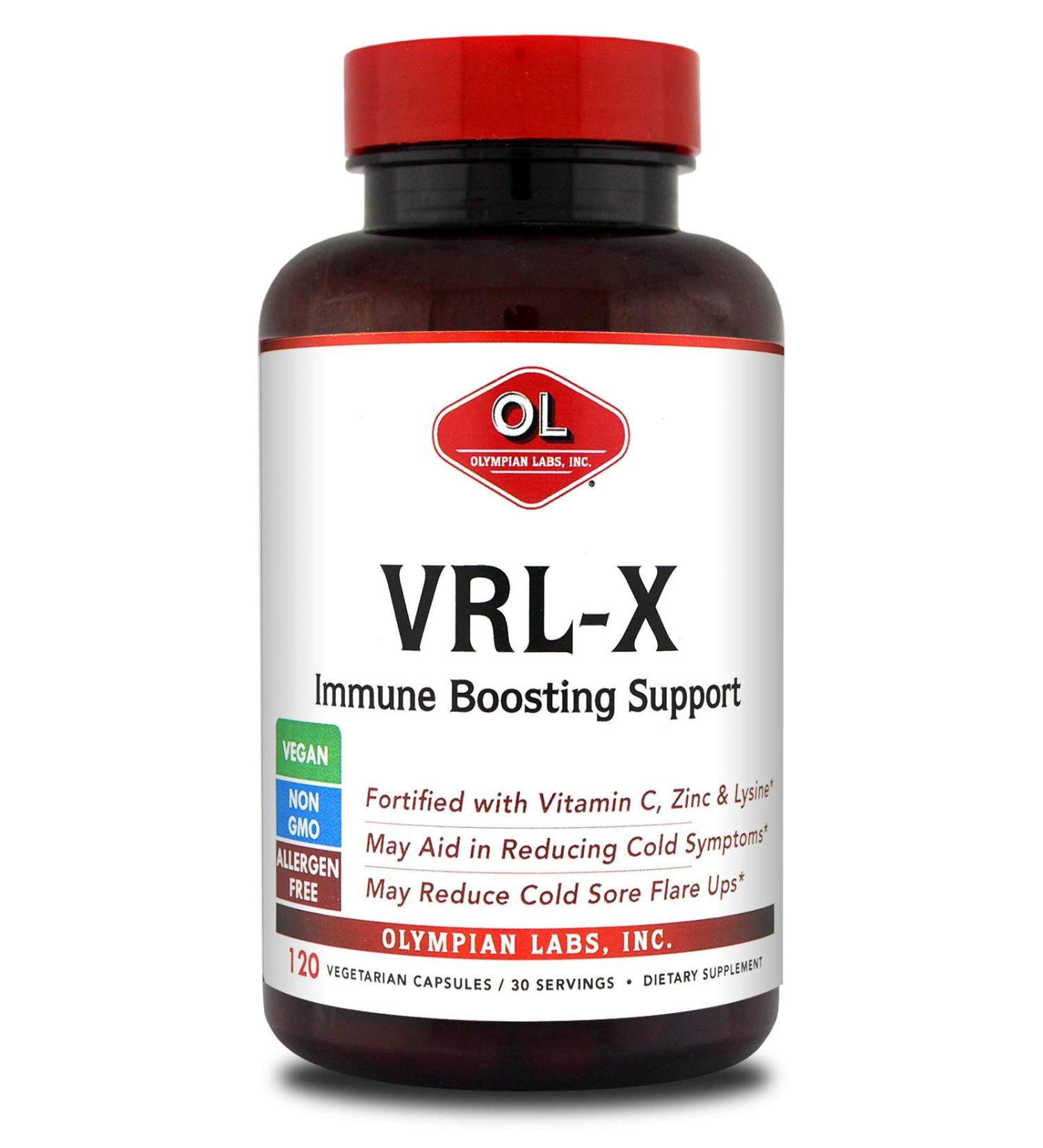 Olympian Labs VRL-X Immune Support Capsules - Vitamin C, Zinc, Lysine for Cold Sore Relief - 120 Count - Buy Online on GoSupps.com