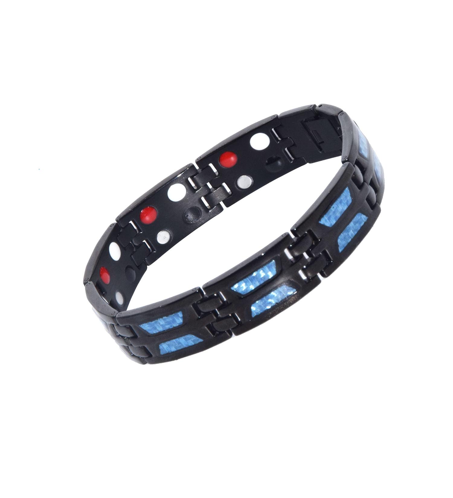 Titanium Magnetic Lymph Detox Bracelet for Weight Loss - Carbon Blue Therapy Gift for Dad - Buy Online on GoSupps.com