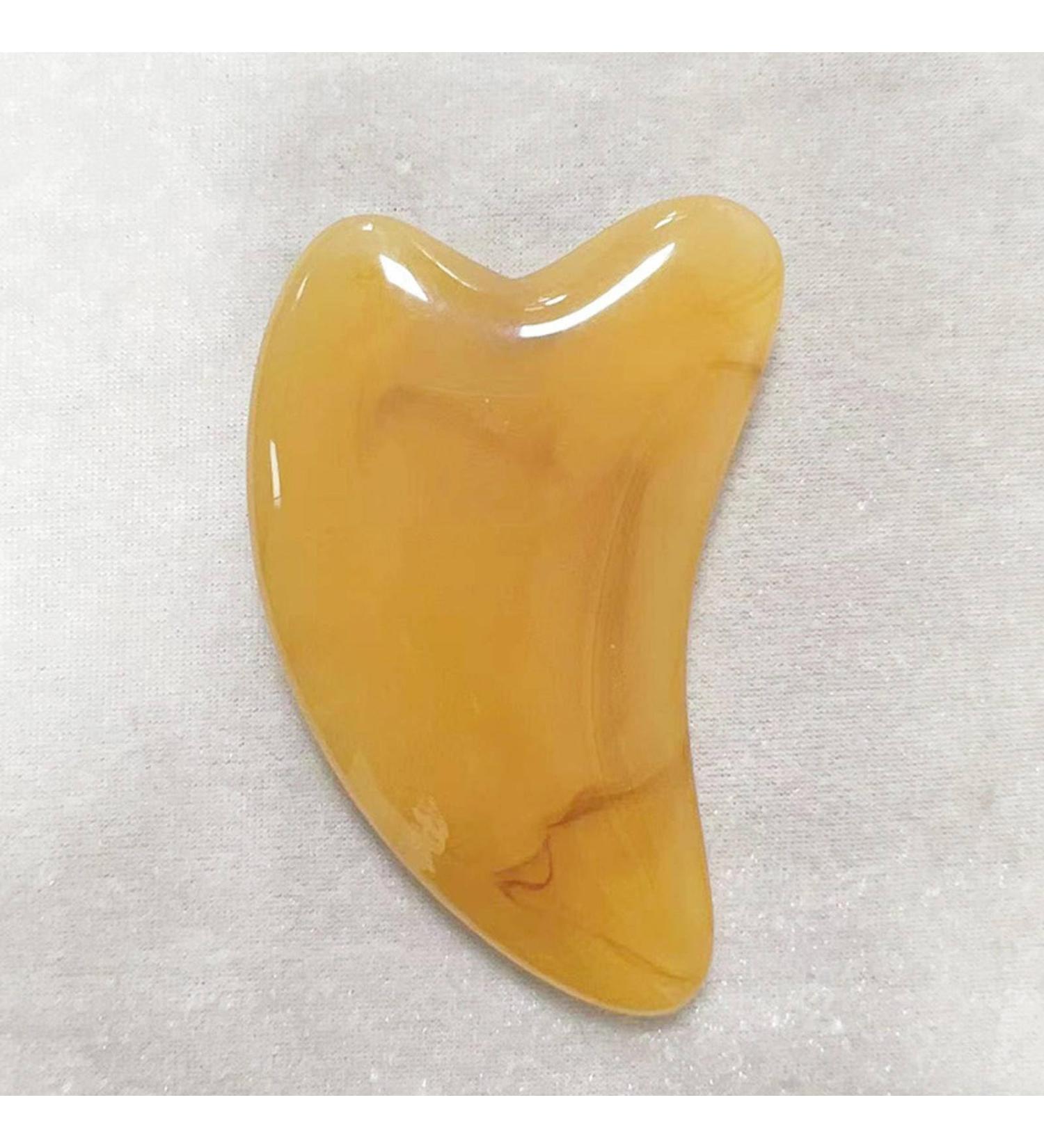 Imitation Horn Gua Sha Scraping Massage Tool - Triangle Heart-Shaped Yellow Plate for Muscle Relief - Buy Online on GoSupps.com