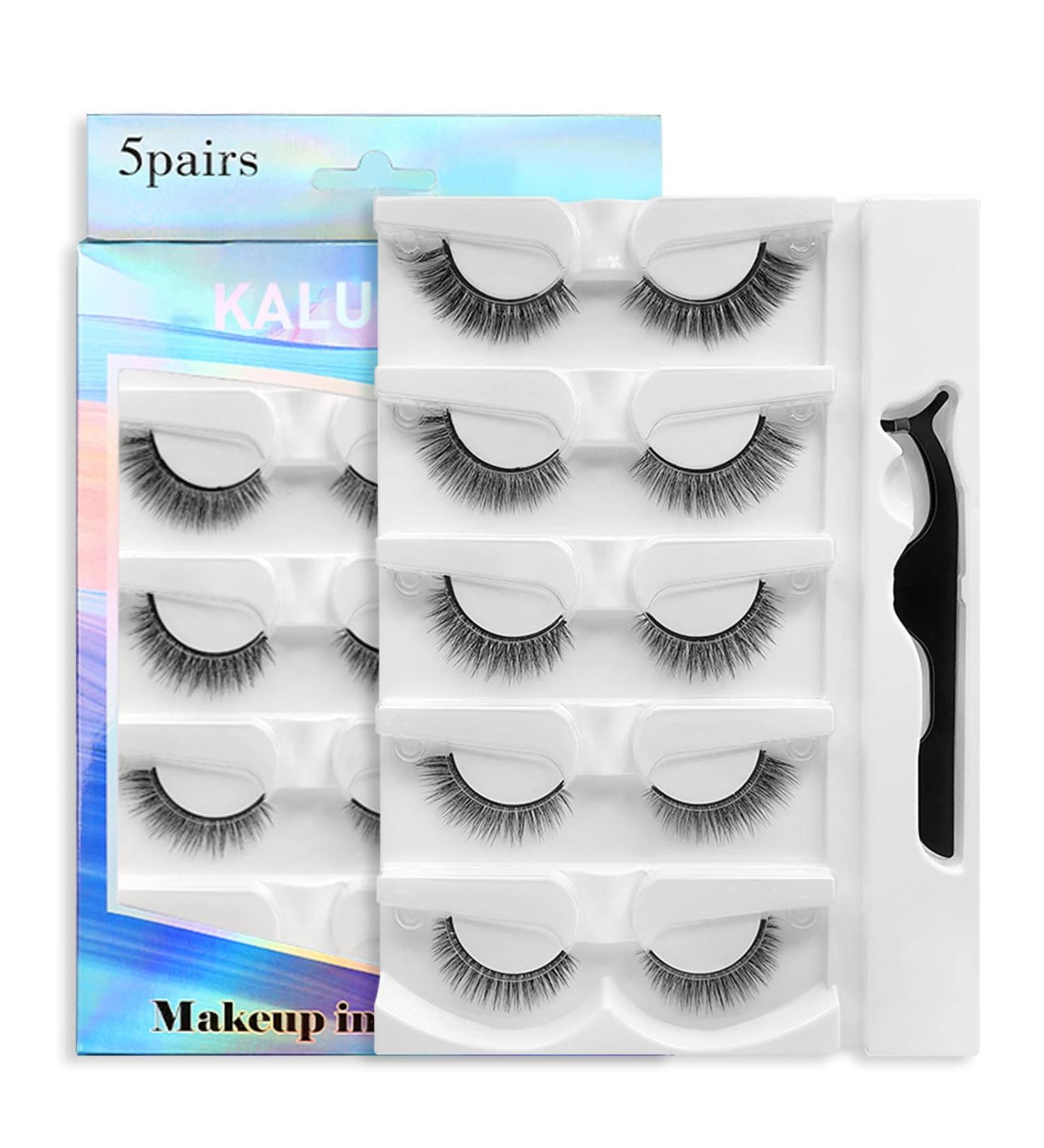 Kaluofan Reusable Self Adhesive False Eyelashes - 5 Pairs | No Glue Needed | Natural Look & Waterproof | Easy to Apply - Buy Online on GoSupps.com