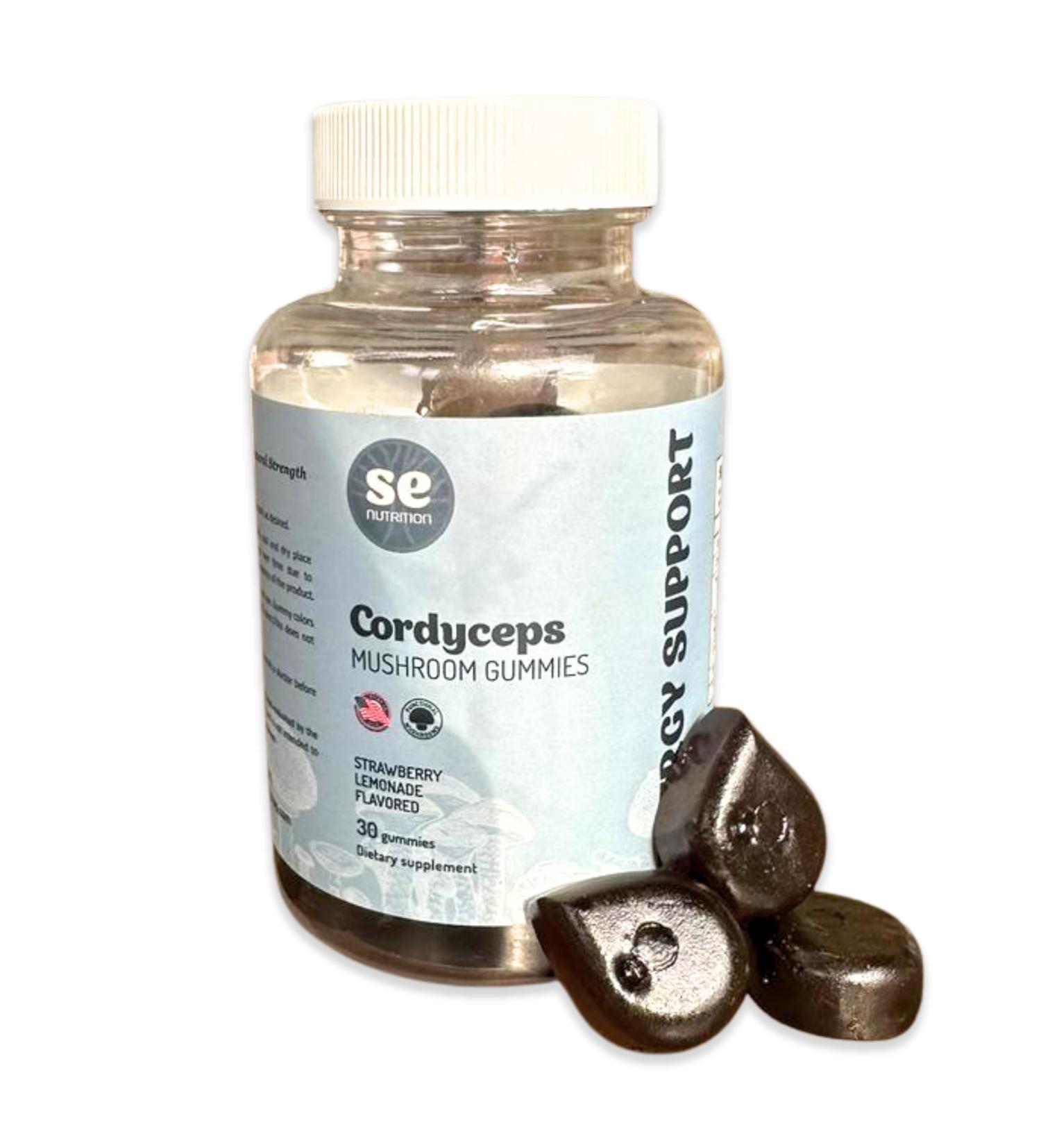 Cordyceps Mushroom Gummies (Fruiting Body) Clean Natural Vegan Non GMO Organic Energy Endurance & Immune Support Daily Adaptogen Chewables 30 Gummies Made in USA - Buy Online on GoSupps.com