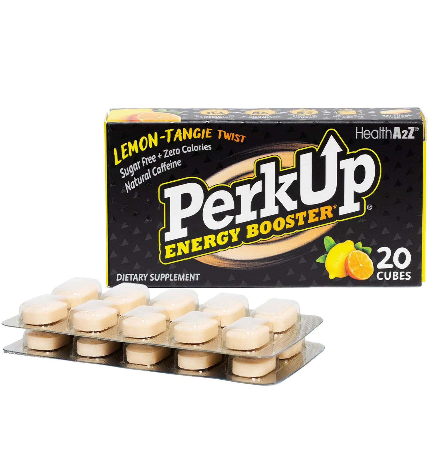 HealthA2Z PerkUp Energy Booster | Melt-in-Mouth Cubes with 50 mg Natural Caffeine & B Vitamins for Energy Focus & Productivity | No Sugar. No Calorie No Jitters or Crash - Buy Online on GoSupps.com