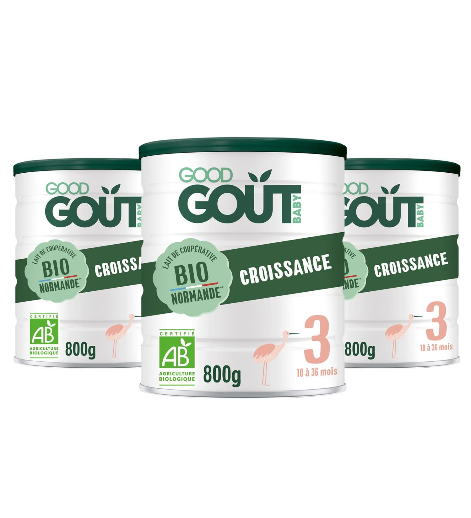 GOOD GO T - Baby Milk 3RD Age - Growth Milk Powder - From 10 Months to 3 Years - Palm Oil Free - Maltodextrin Free - Organic Milk Cream - Made in Normandy - 800g - Buy Online on GoSupps.com
