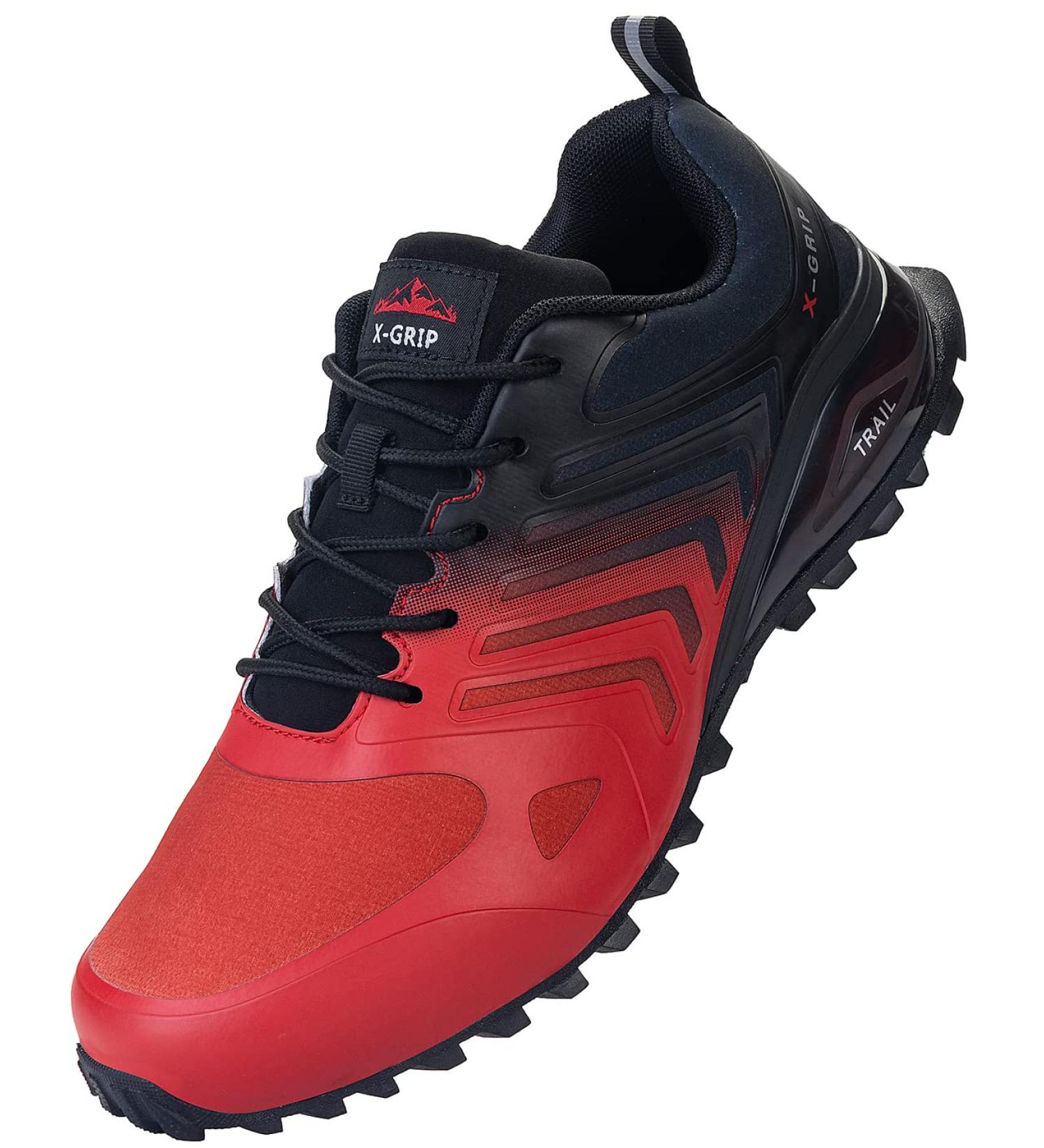 NAIKOYO Men's Trail Running Shoes - Black/Red Lightweight Hiking Sneakers - Buy Online on GoSupps.com