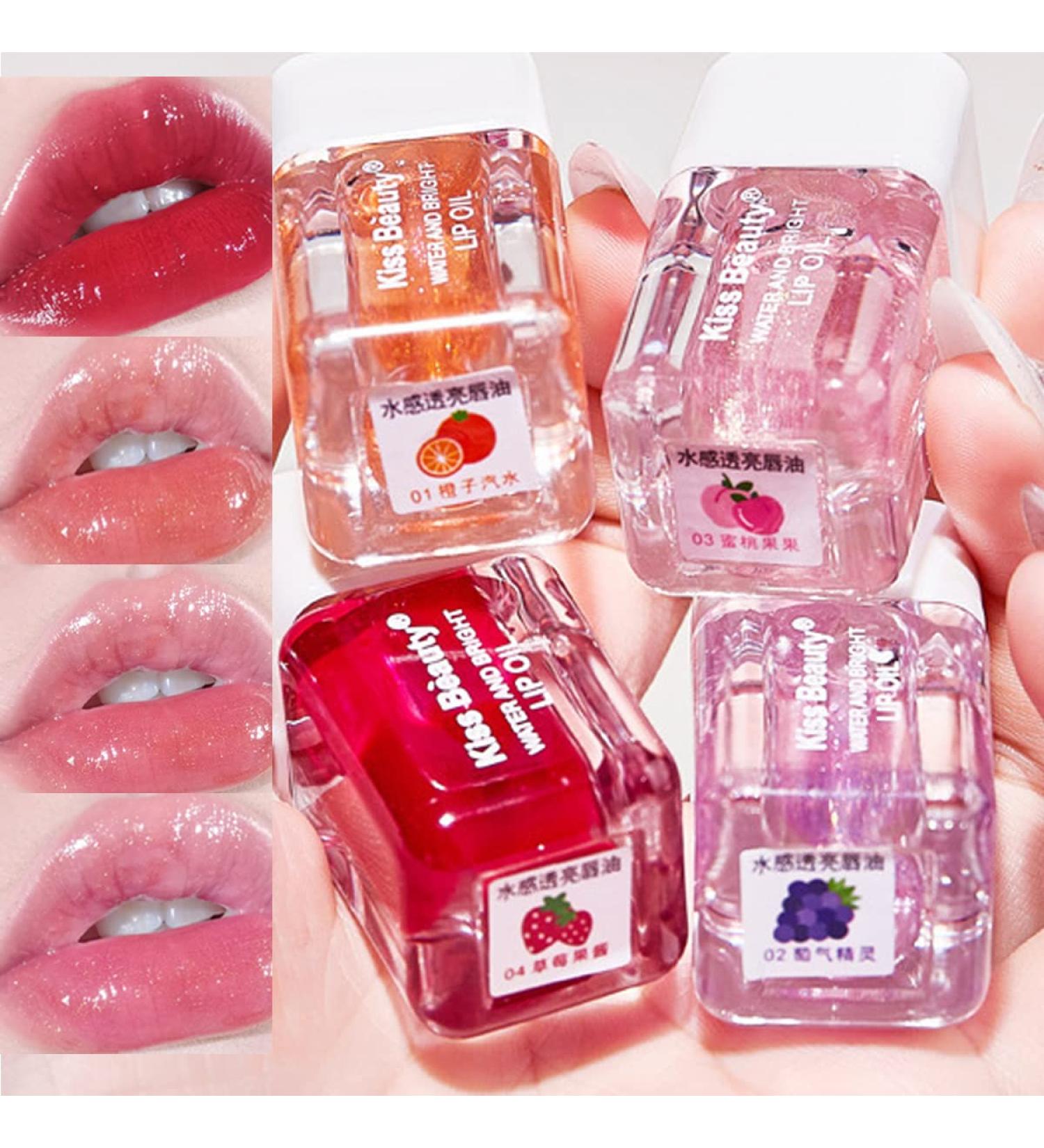 Sitovely 4 PCS Plumping Lip Oil Set - Hydrating Shimmer Lip Gloss Tinted Balm Kit for Moisturizing and Plumping Lips - Buy Online on GoSupps.com