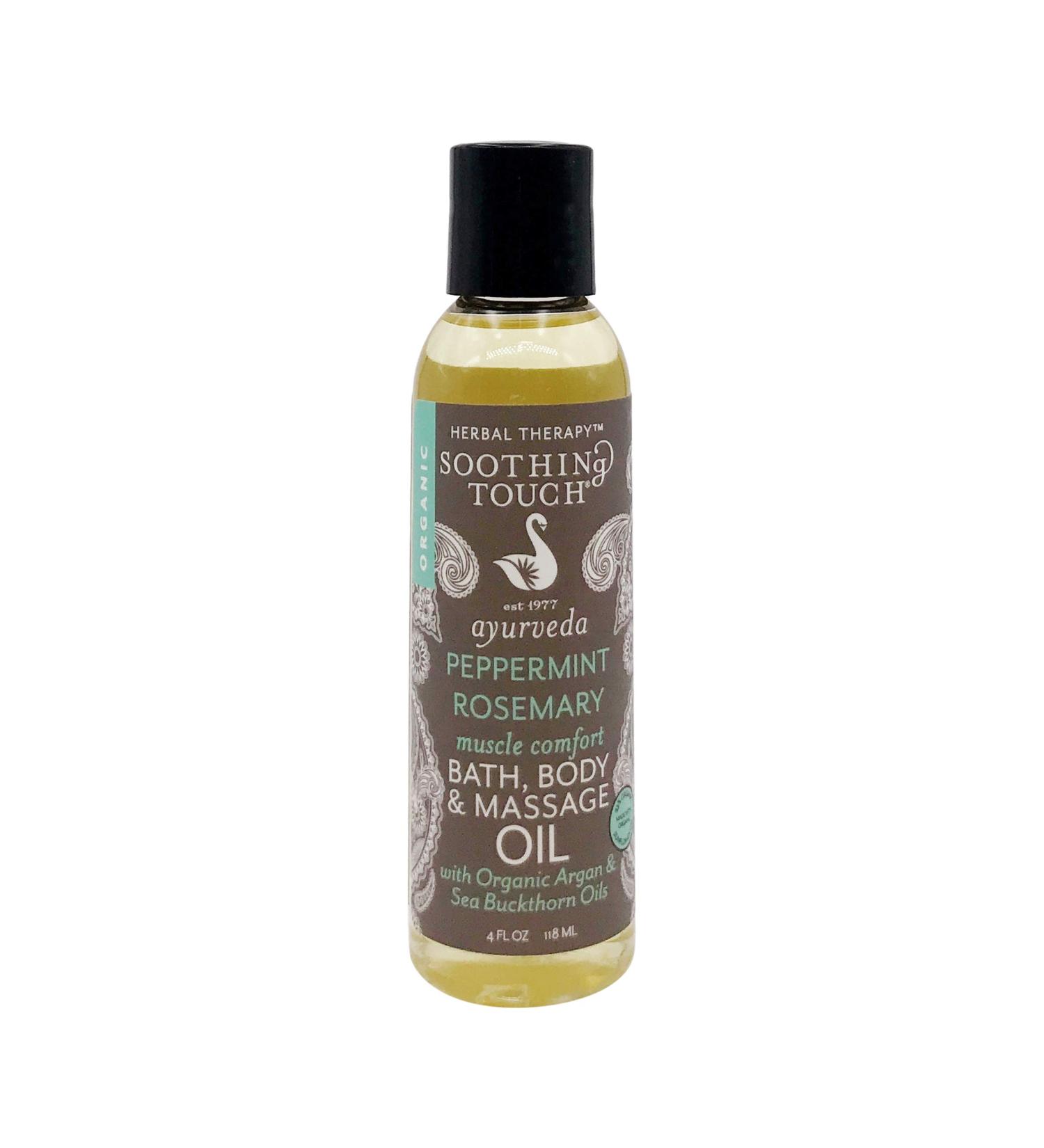 Soothing Touch Organic Body & Massage Oil - Peppermint Rosemary, 4 Oz | Natural Relaxation - Buy Online on GoSupps.com
