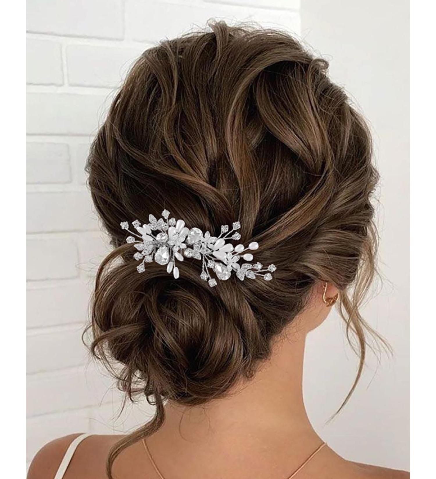 Zoestar Wedding Hair Combs Slides Silver Crystal Headpiece Pearl Bridal Hair Jewelry Rhinestone Hair Accessories for Women and Girls - Buy Online on GoSupps.com