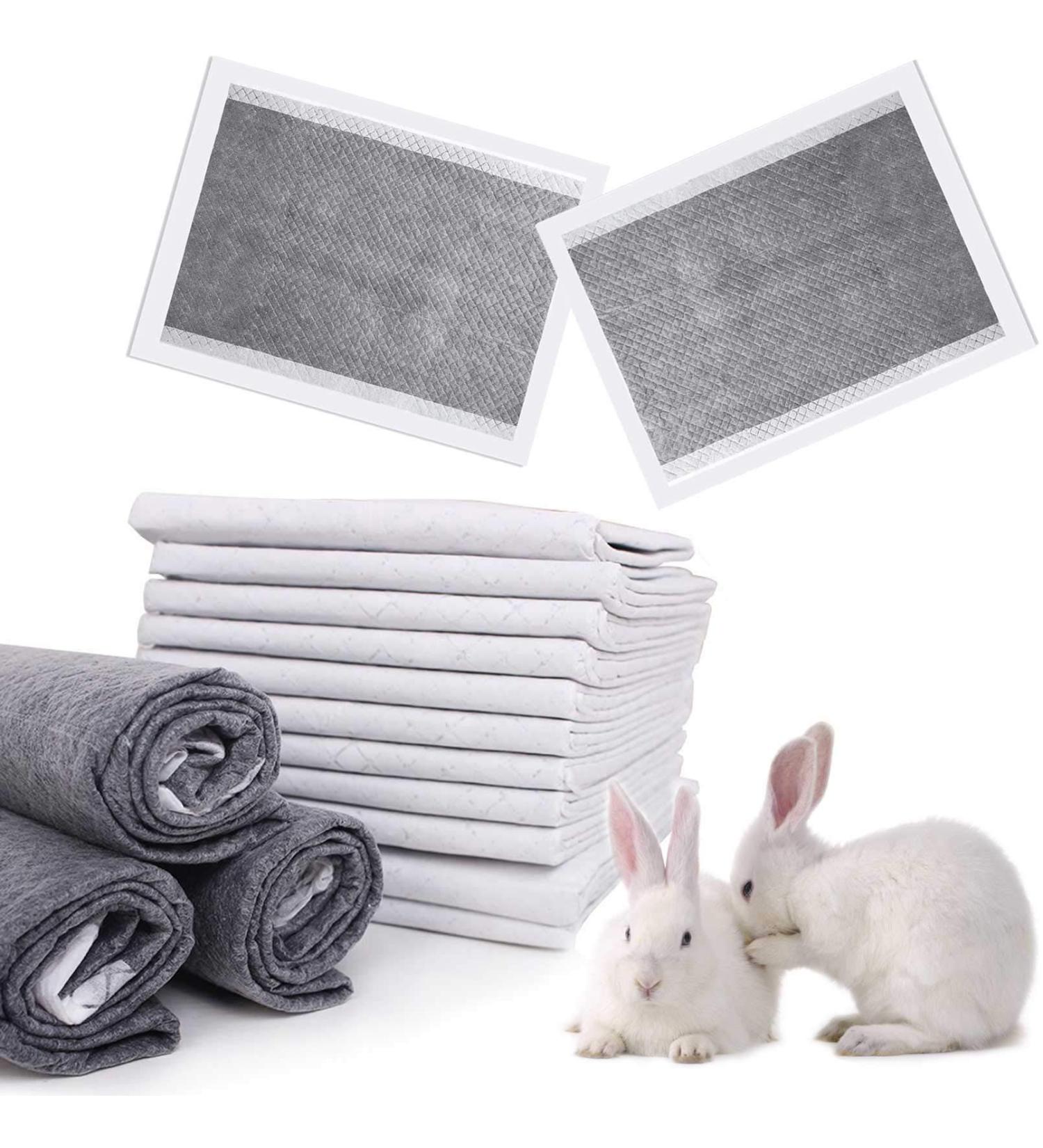 kathson Rabbit Pee Pads 50PCS - Disposable Cage Liners with Black Carbon Odor Control for Small Animals - Quick-Dry Surface for Bunny, Guinea Pig, Kitten, Hedgehog Training - Buy Online on GoSupps.com
