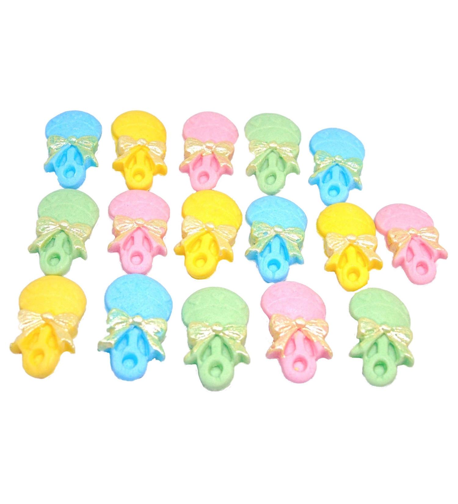16 Baby Rattles Edible Baby Shower Cupcake Toppers (Assorted)
