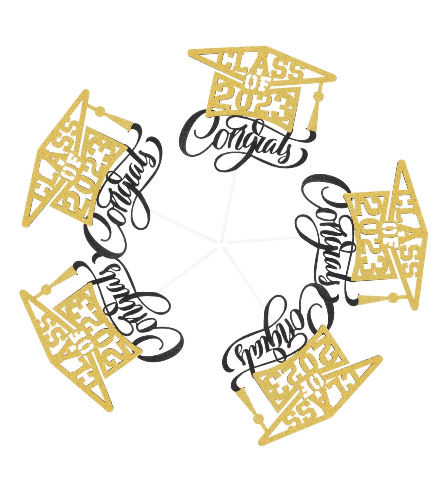 TIDTALEO 5pcs Cupcake 2023 Graduation Visa Insertion Graduation Cap Decorations Graduation Party Decorations 2022 2023 Graduation Decorations Graduate Decorations Grad Decor Cake Picks Golden 13x11.4cm - Buy Online on GoSupps.com