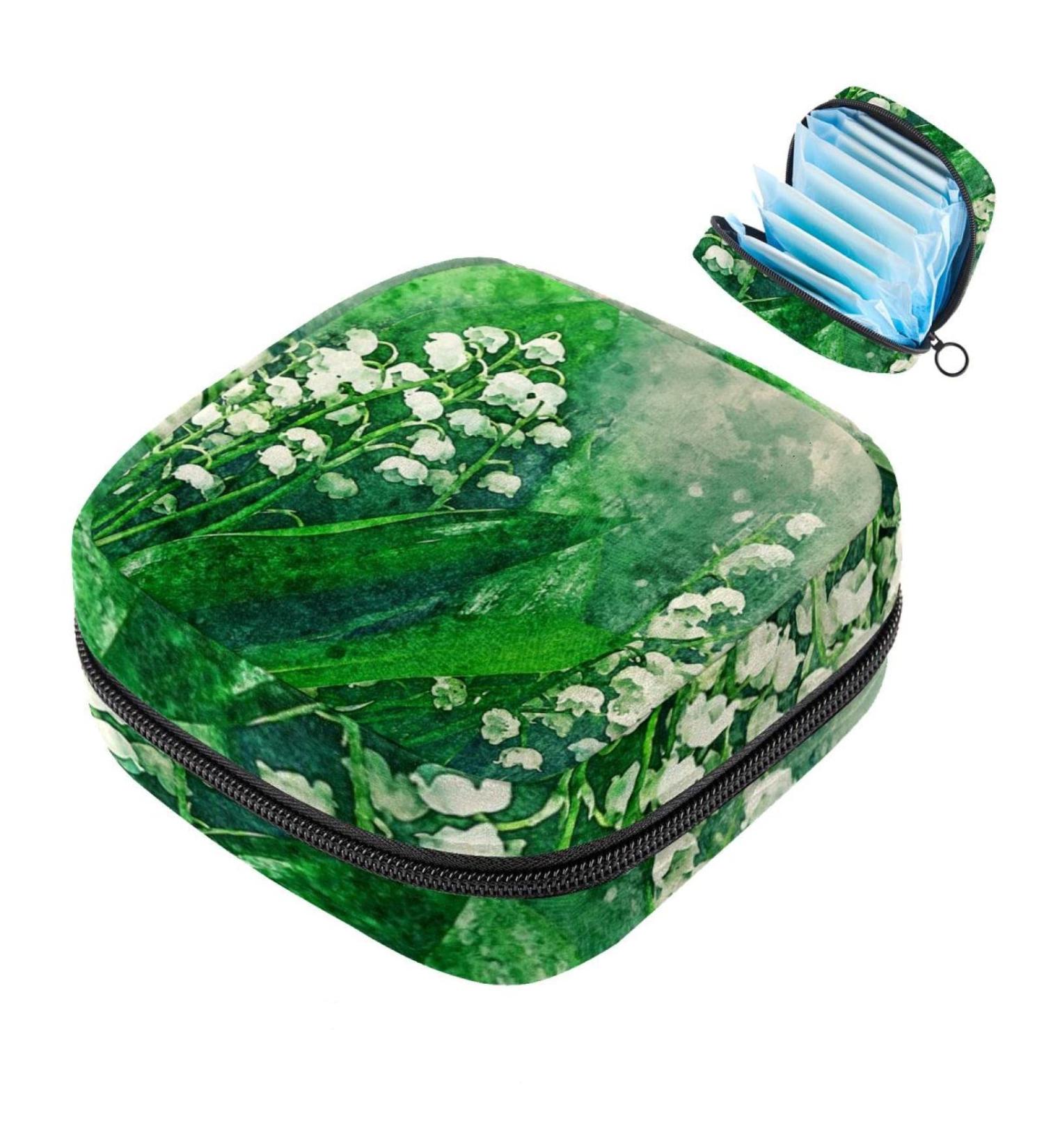 Menstruation Pad Bag with Zipper - Stylish Women's Napkin & Tampon Storage | Flora Natural Field Design - Buy Online on GoSupps.com